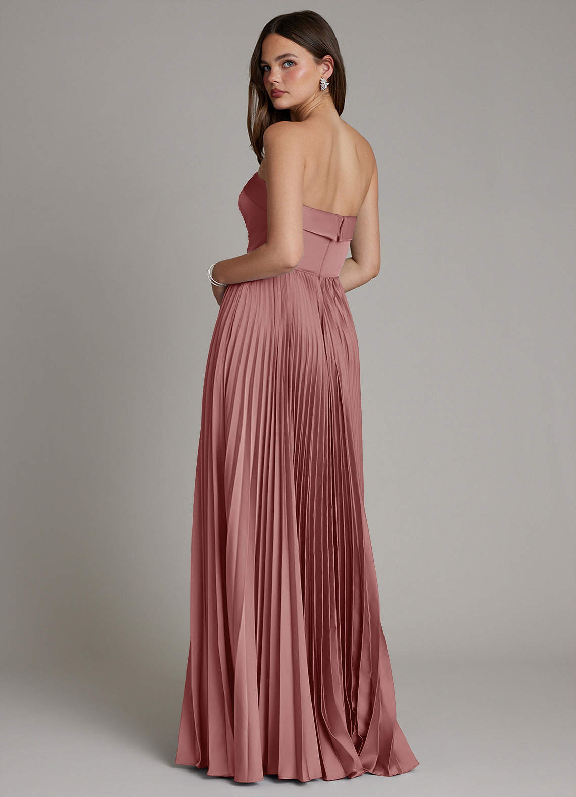 Mariana A-Line Straight-Neck Stretch Satin Bridesmaid Dress in dusty rose