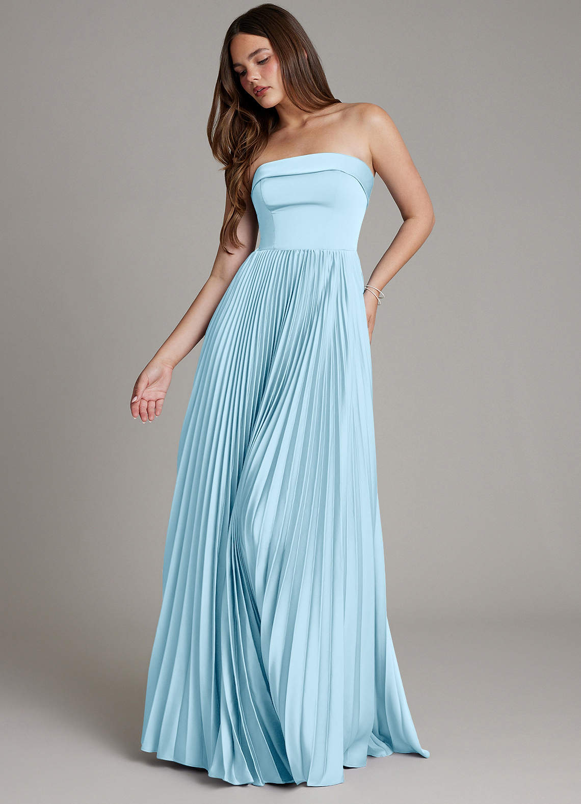 Mariana A-Line Straight-Neck Stretch Satin Bridesmaid Dress in Sky Blue