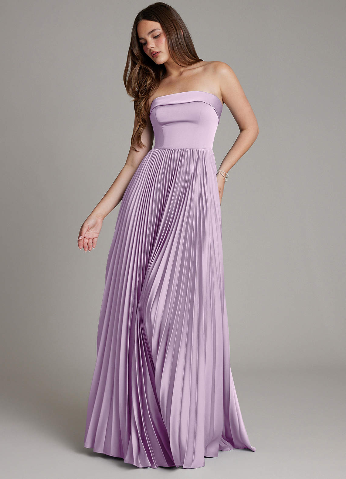 Mariana A-Line Straight-Neck Stretch Satin Bridesmaid Dress in Frosted Lilac