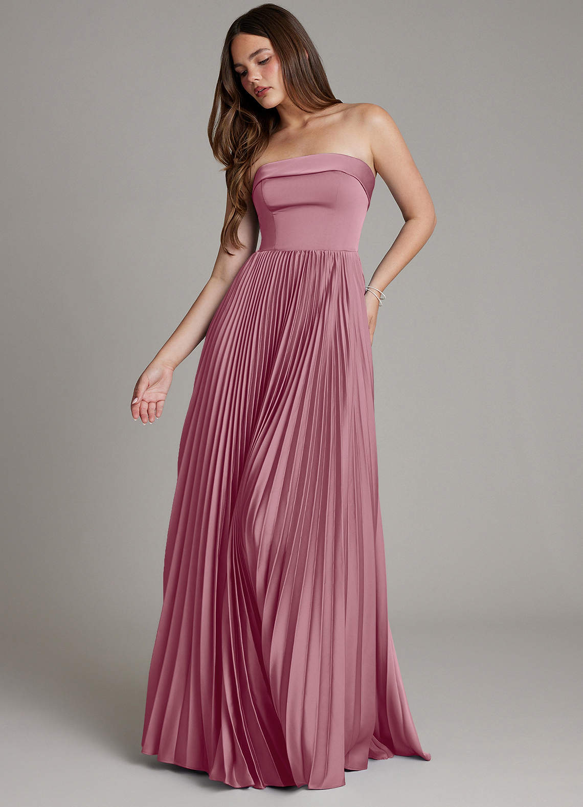 Mariana A-Line Straight-Neck Stretch Satin Bridesmaid Dress in Vintage Mauve