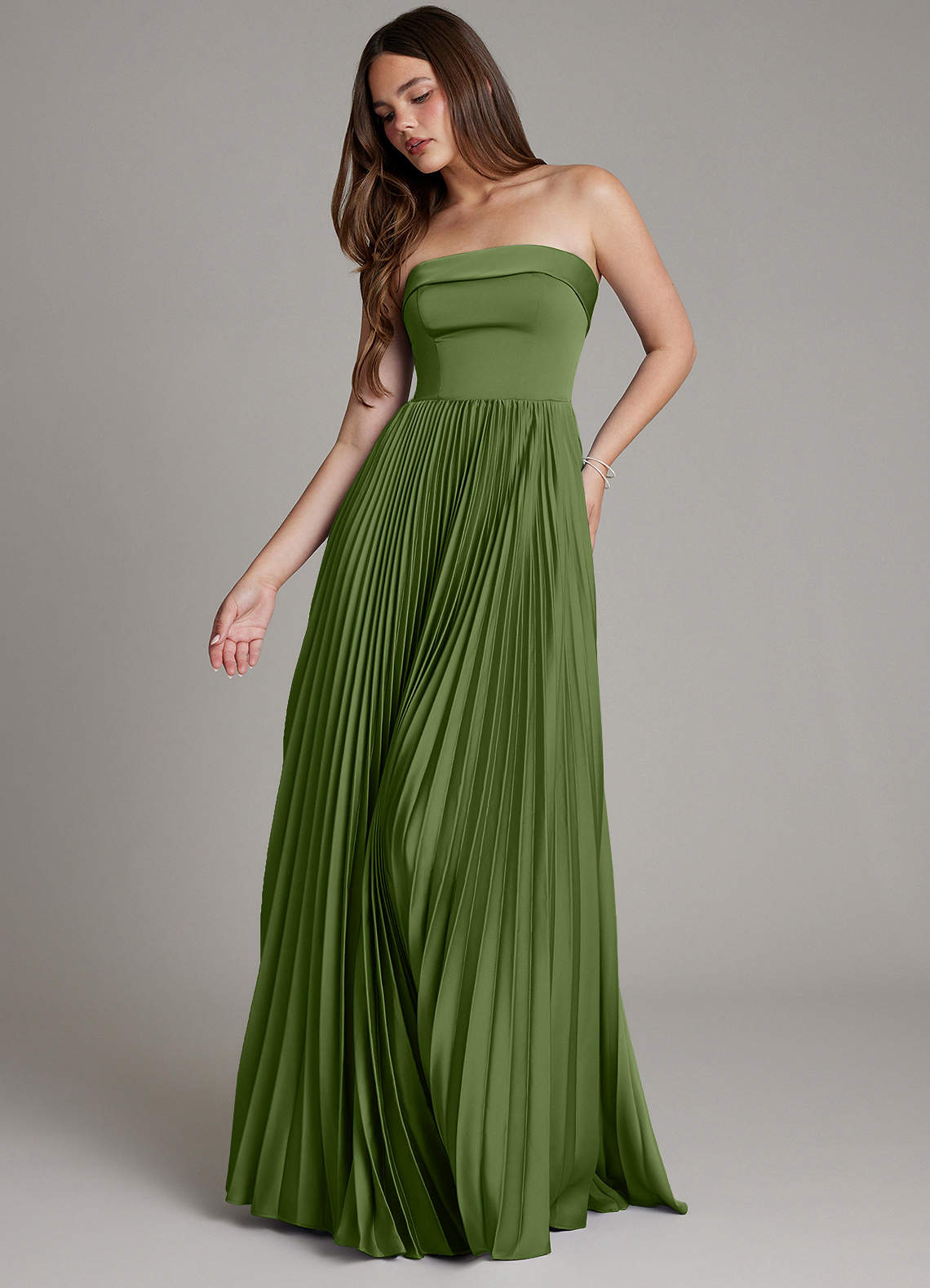 Mariana A-Line Straight-Neck Stretch Satin Bridesmaid Dress in Juniper