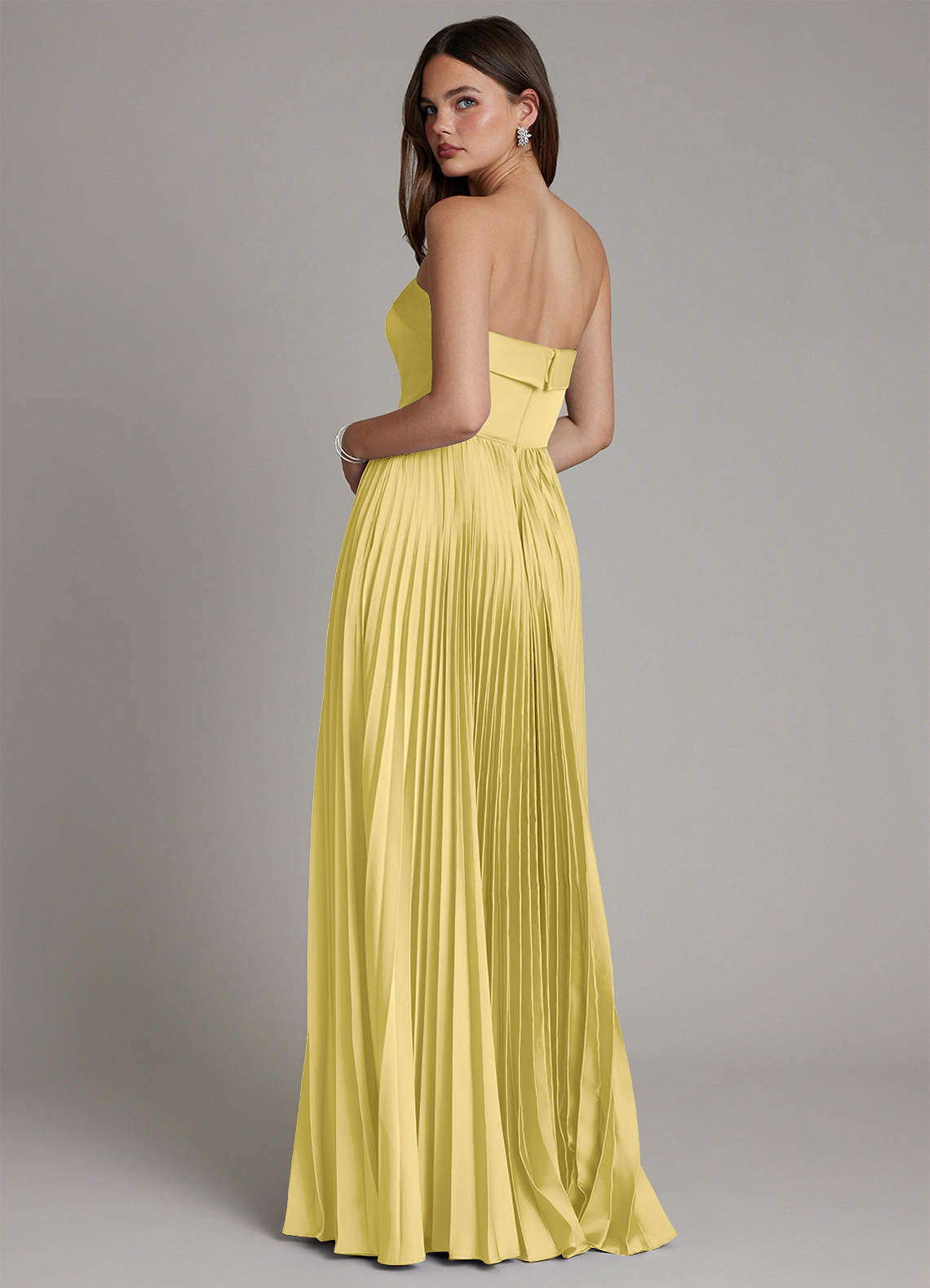Mariana A-Line Straight-Neck Stretch Satin Bridesmaid Dress in Canary