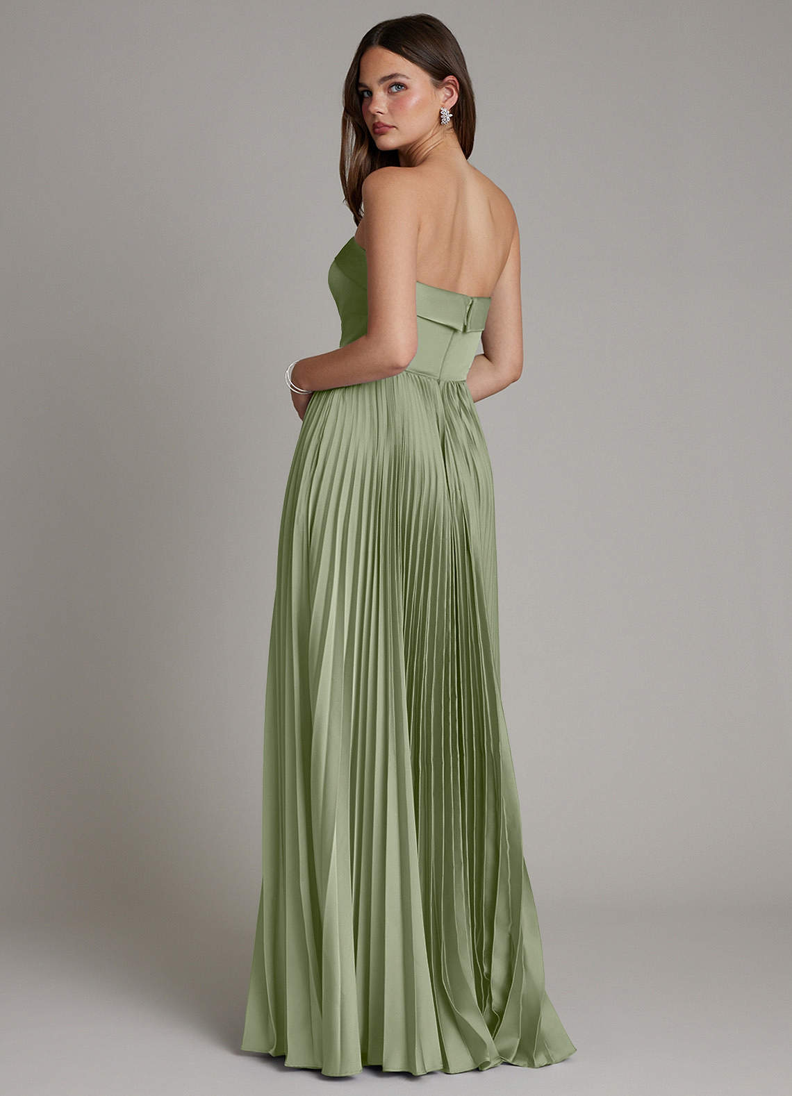 Mariana A-Line Straight-Neck Stretch Satin Bridesmaid Dress in Pistachio