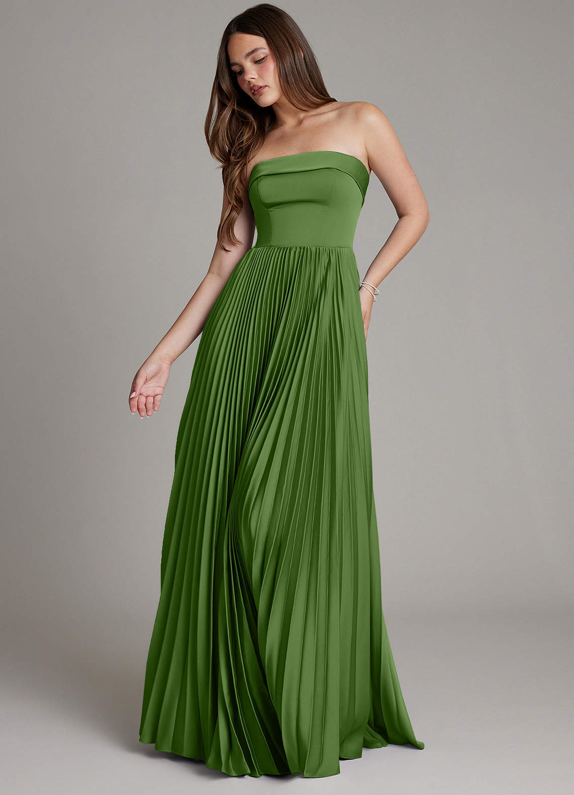 Mariana A-Line Straight-Neck Stretch Satin Bridesmaid Dress in Basil