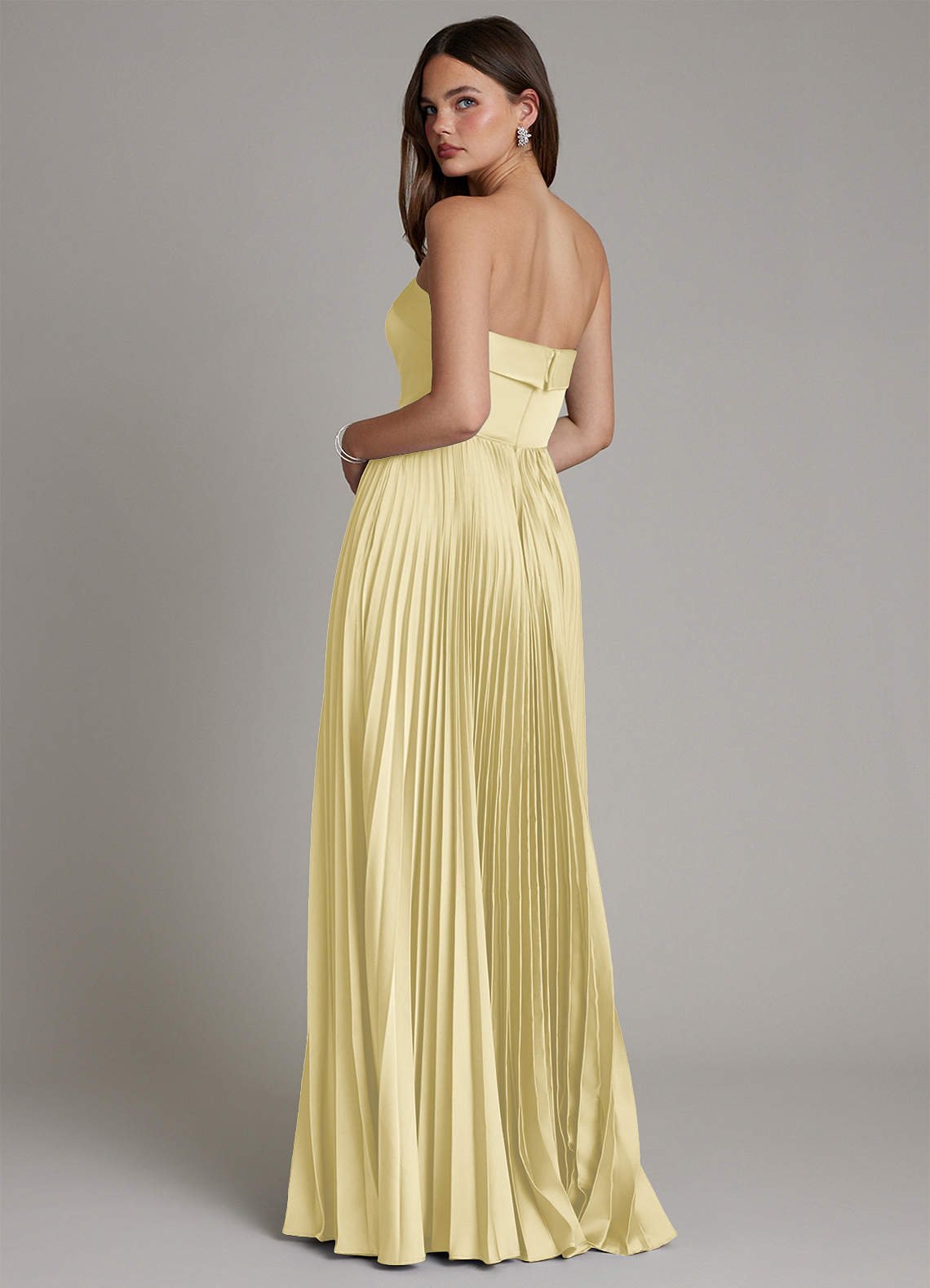 Mariana A-Line Straight-Neck Stretch Satin Bridesmaid Dress in Lemon Sorbet