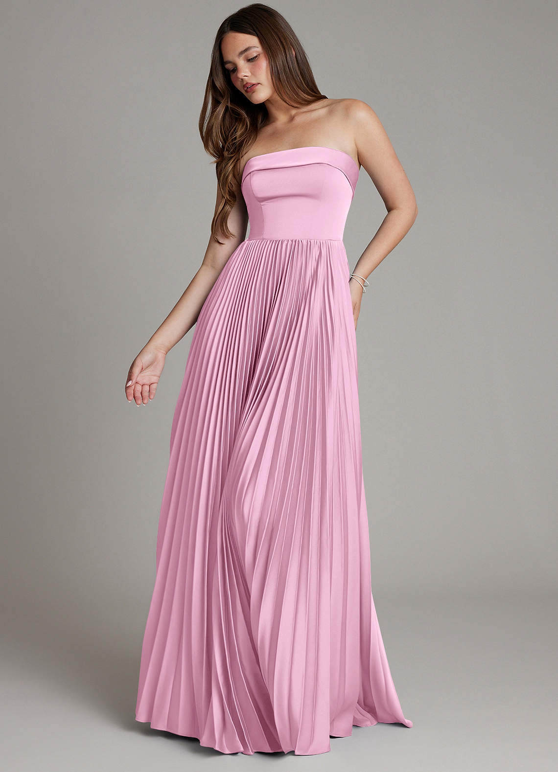 Mariana A-Line Straight-Neck Stretch Satin Bridesmaid Dress in candy pink