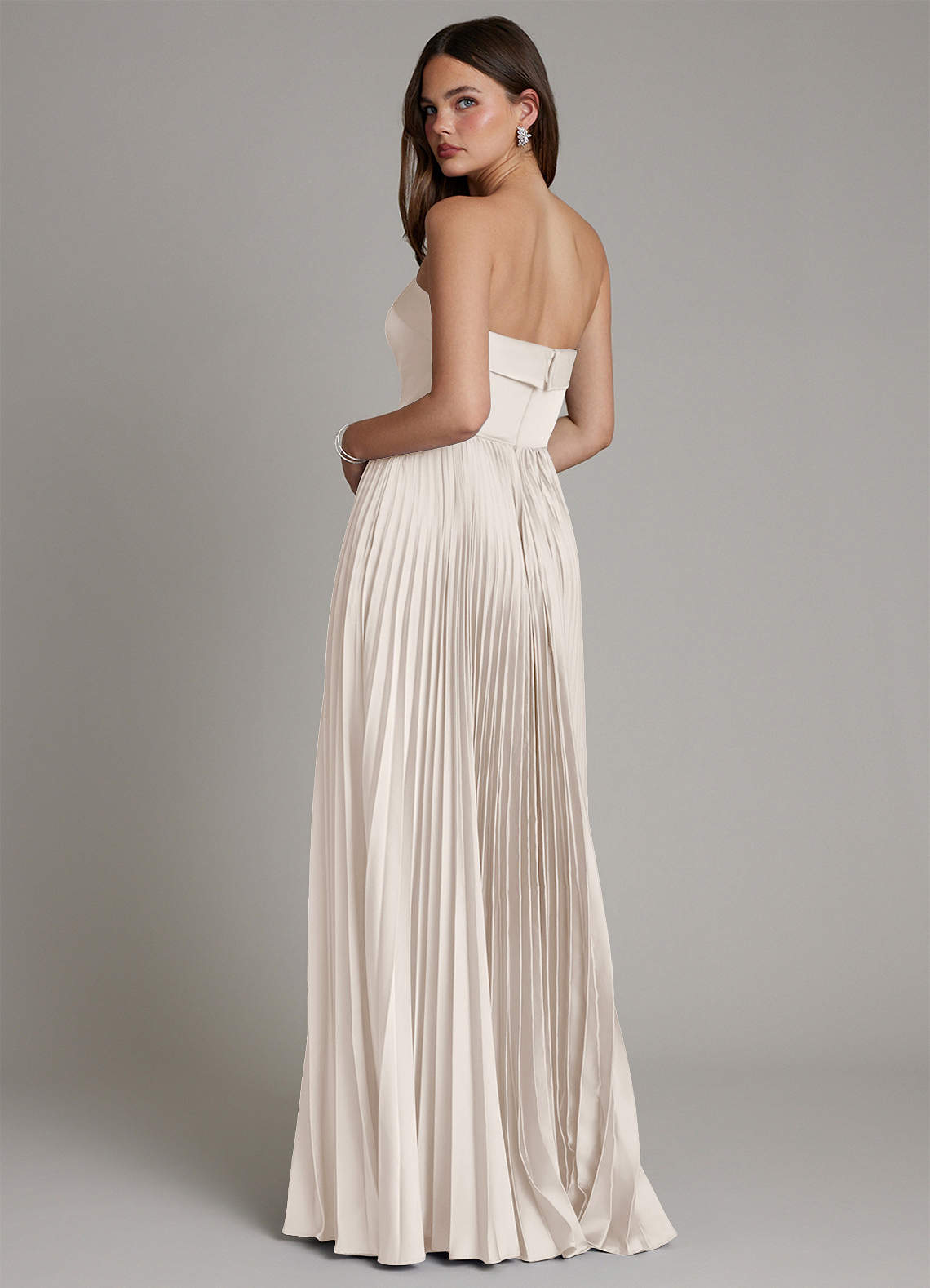 Mariana A-Line Straight-Neck Stretch Satin Bridesmaid Dress in White Alabaster