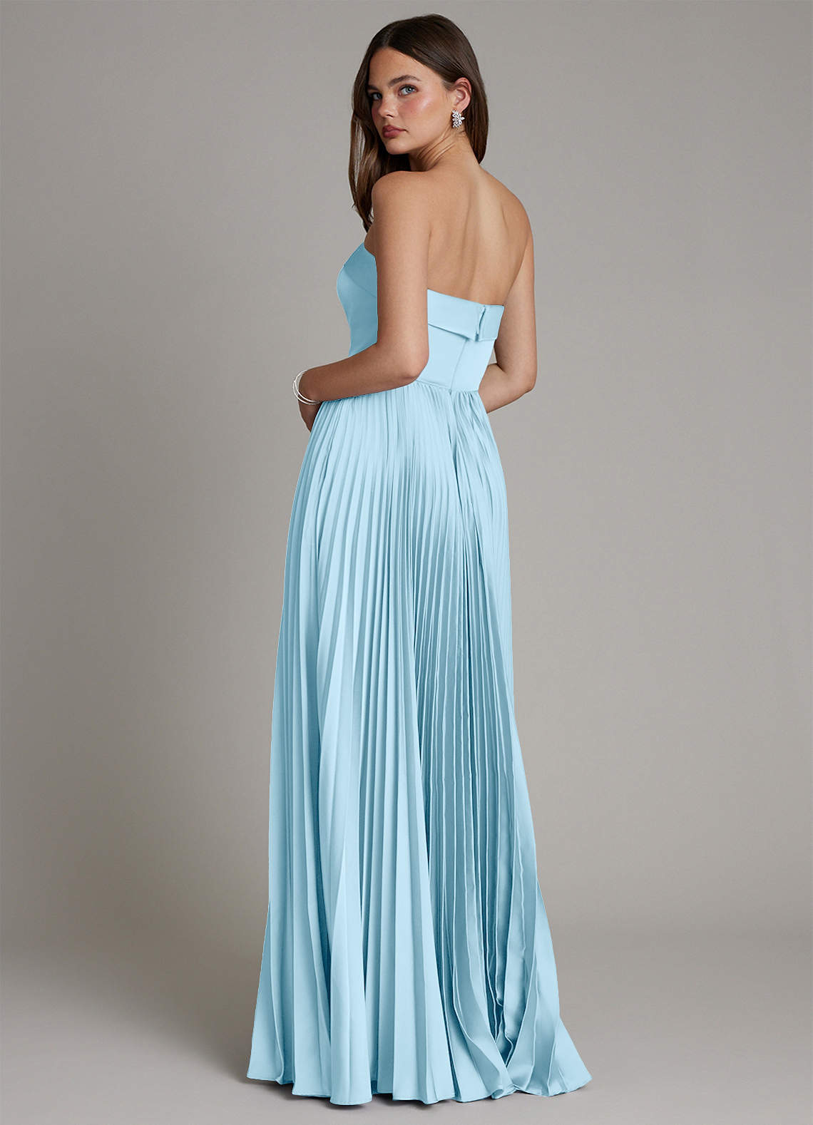 Mariana A-Line Straight-Neck Stretch Satin Bridesmaid Dress in Sky Blue