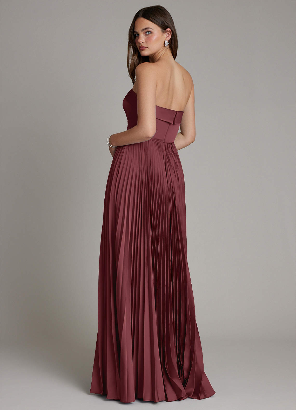 Mariana A-Line Straight-Neck Stretch Satin Bridesmaid Dress in Merlot