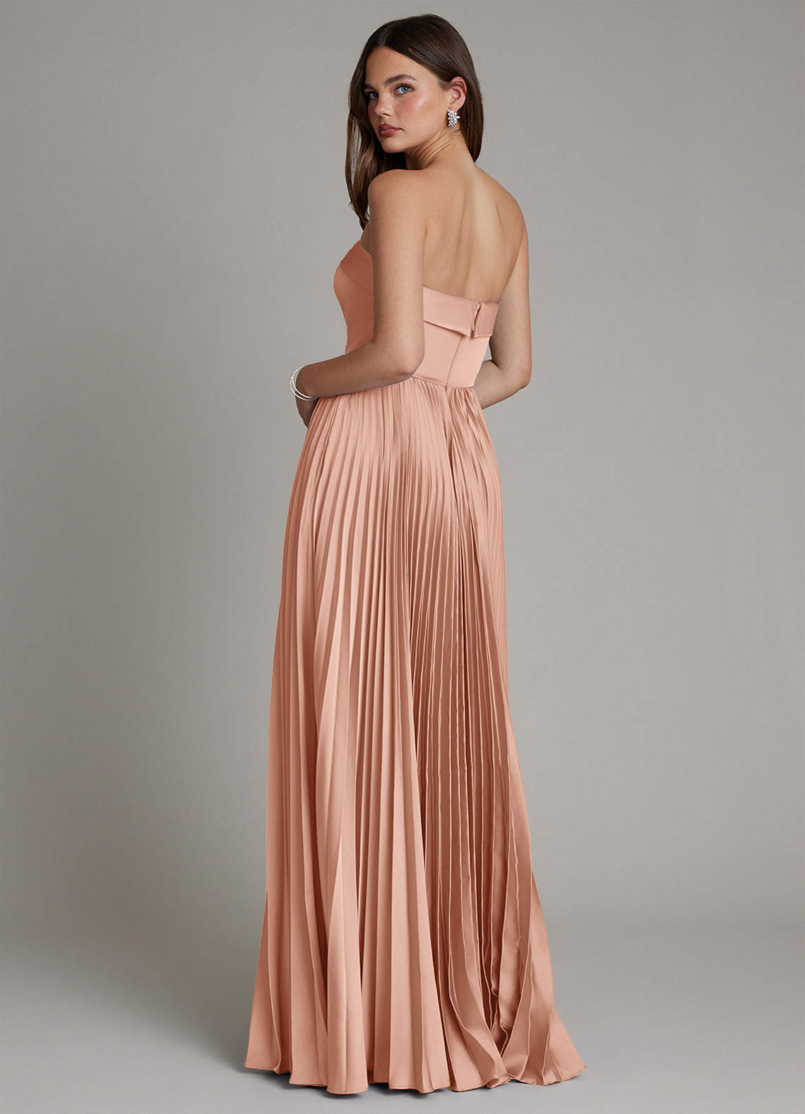 Mariana A-Line Straight-Neck Stretch Satin Bridesmaid Dress in rose gold