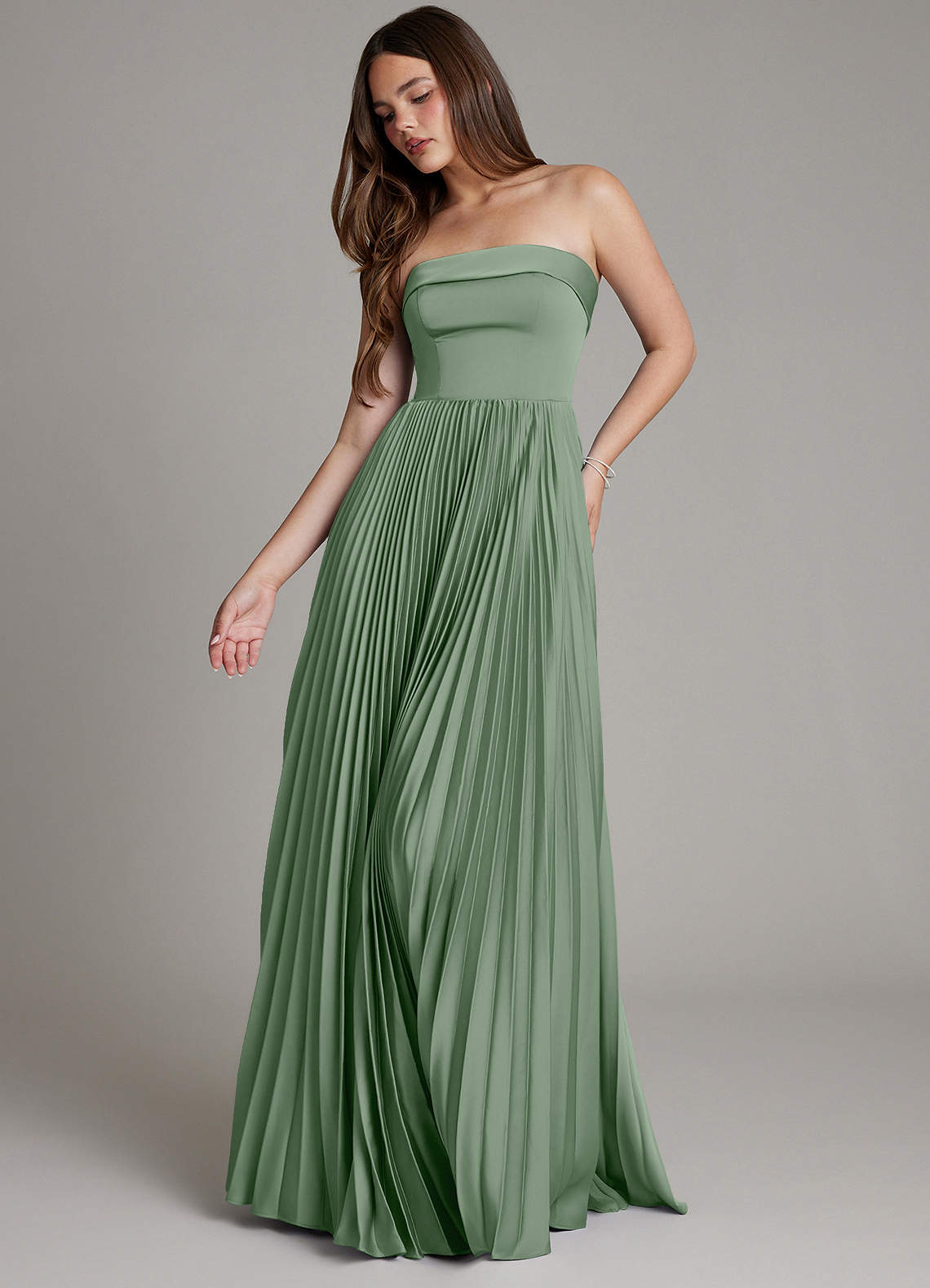 Mariana A-Line Straight-Neck Stretch Satin Bridesmaid Dress in Matcha