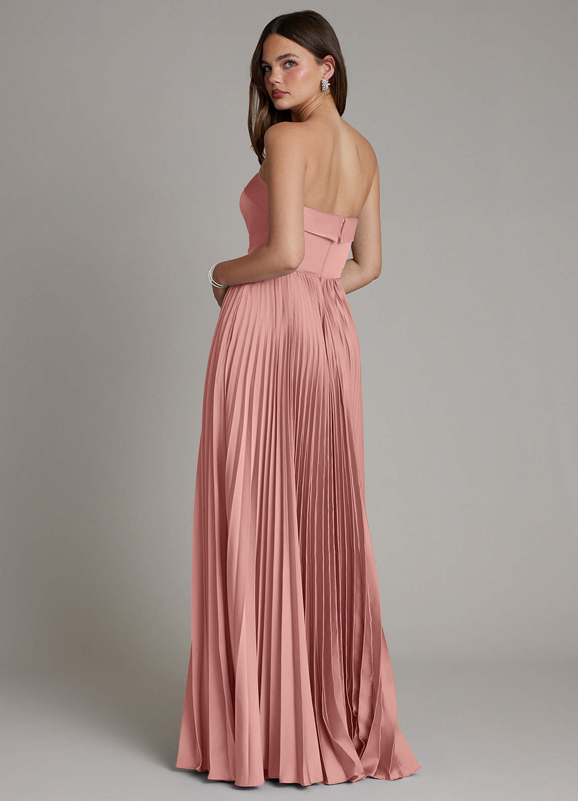 Mariana A-Line Straight-Neck Stretch Satin Bridesmaid Dress in Rosette
