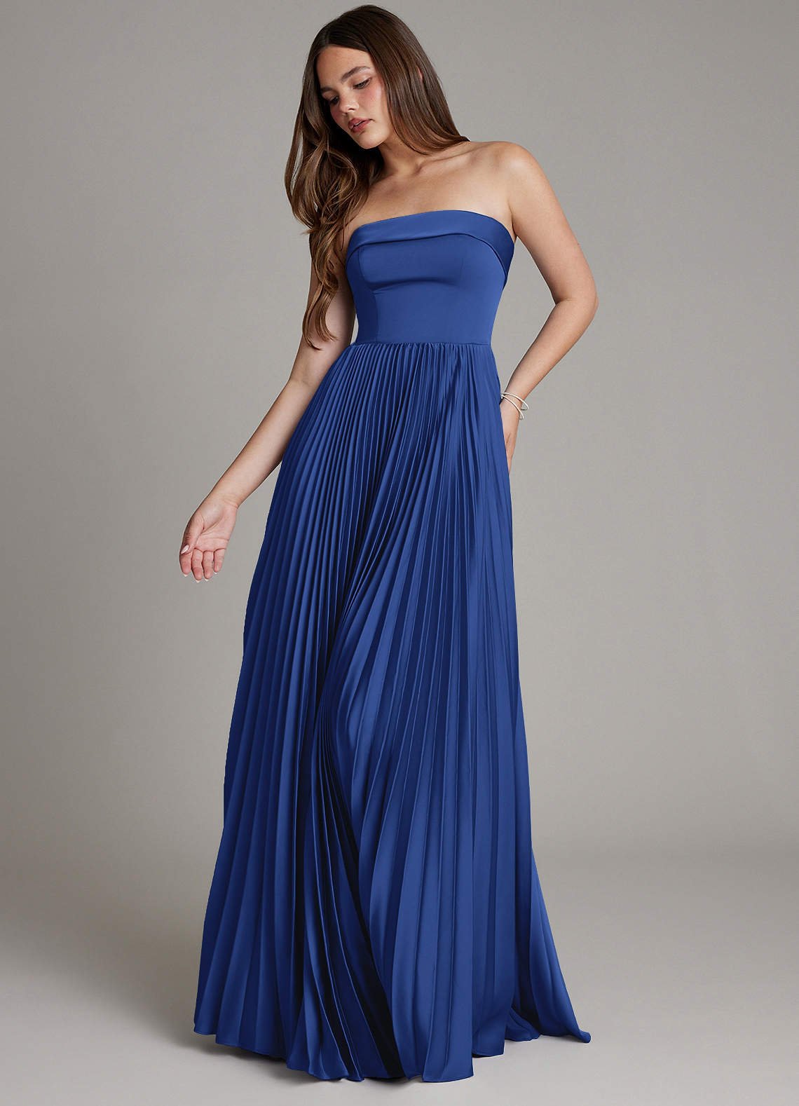 Mariana A-Line Straight-Neck Stretch Satin Bridesmaid Dress in Royal Blue