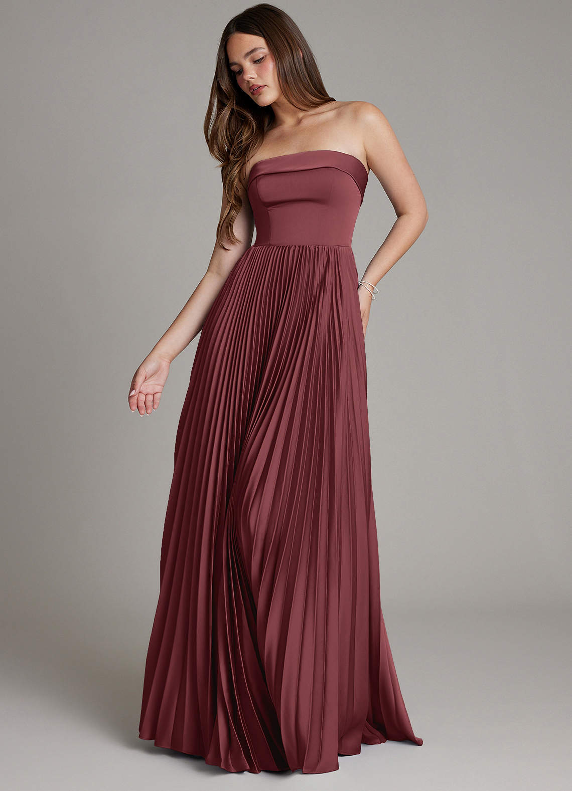 Mariana A-Line Straight-Neck Stretch Satin Bridesmaid Dress in Merlot
