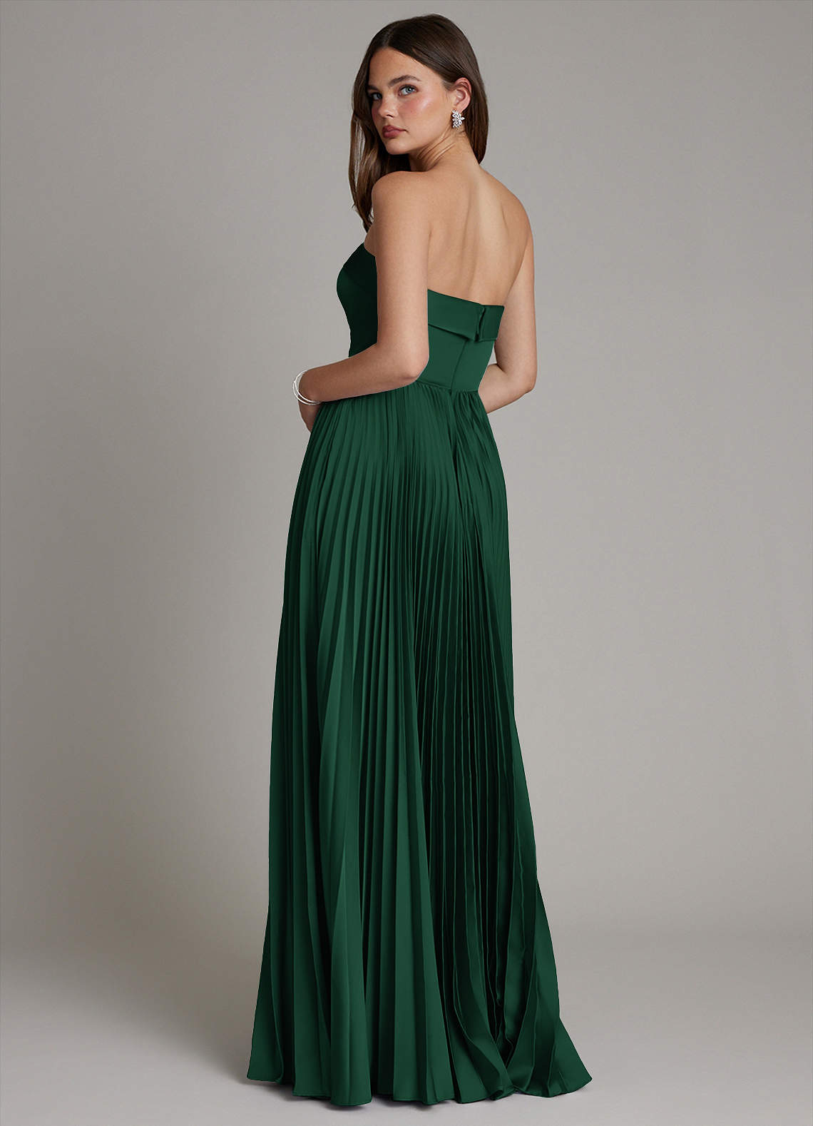 Mariana A-Line Straight-Neck Stretch Satin Bridesmaid Dress in Dark Green