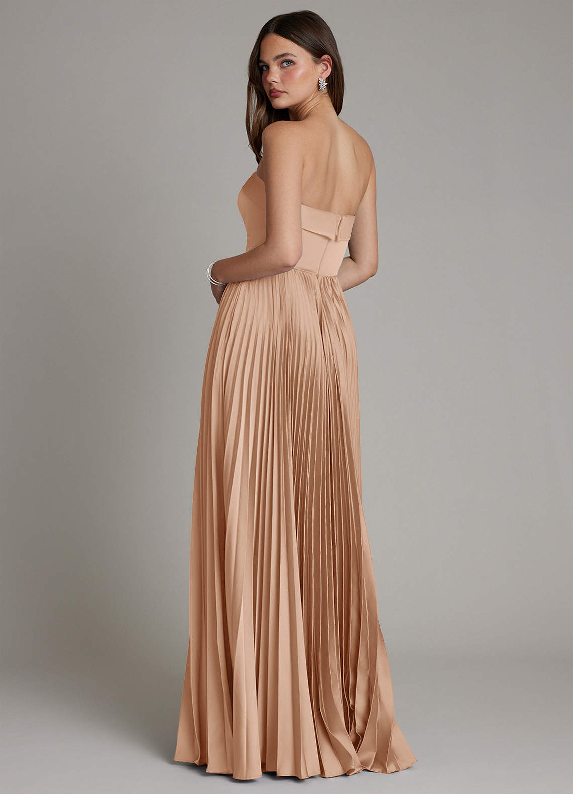 Mariana A-Line Straight-Neck Stretch Satin Bridesmaid Dress in English Rose