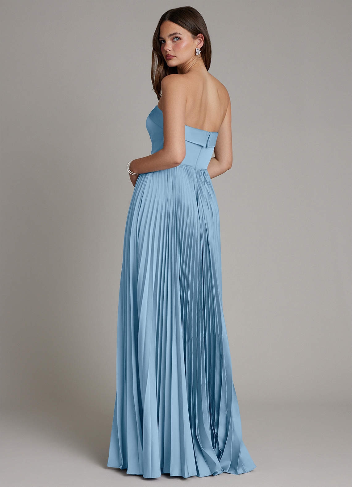 Mariana A-Line Straight-Neck Stretch Satin Bridesmaid Dress in Powder Blue