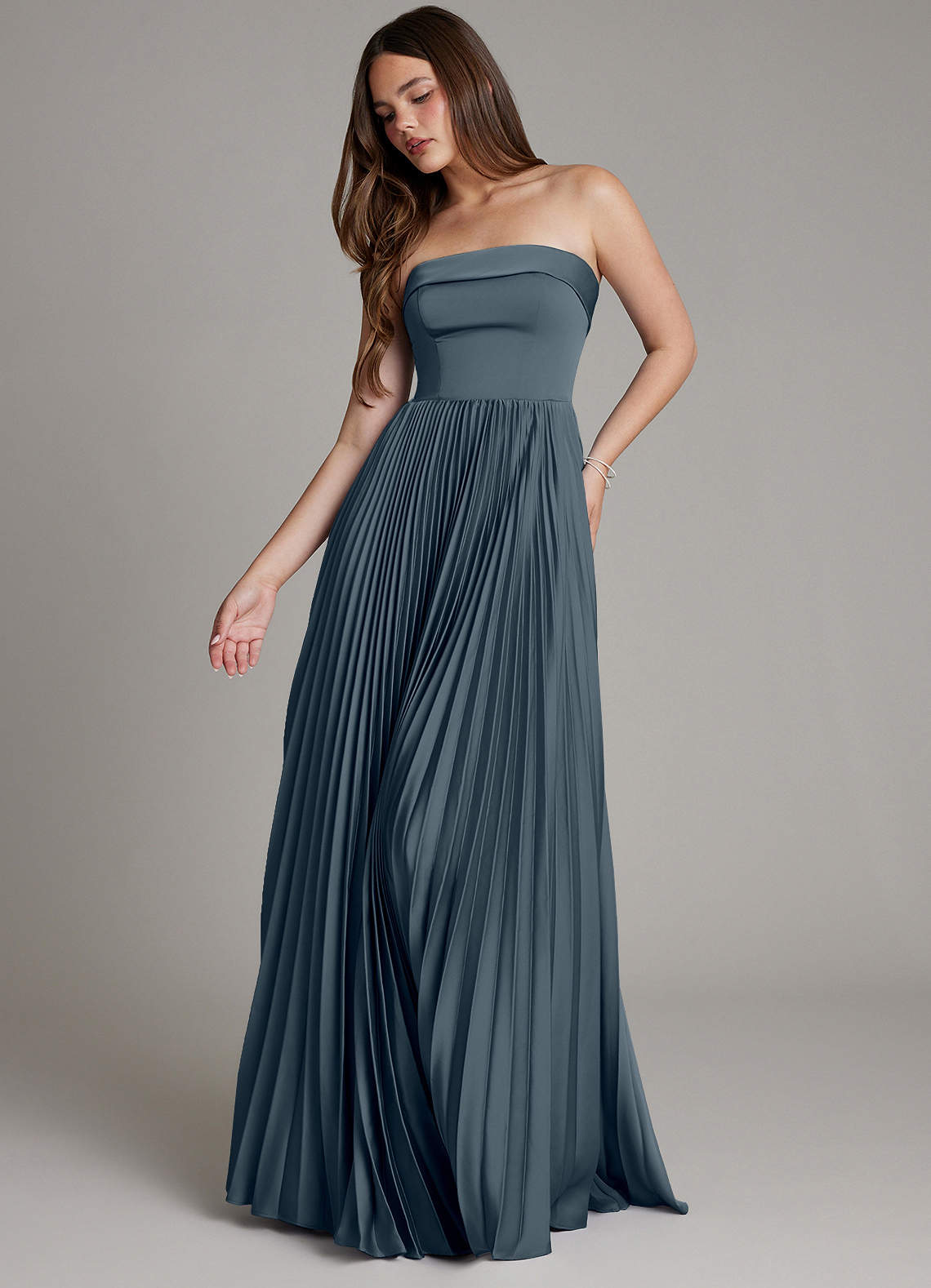 Mariana A-Line Straight-Neck Stretch Satin Bridesmaid Dress in Twilight