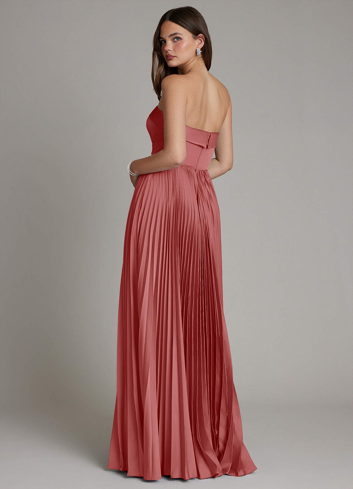 Mariana A-Line Straight-Neck Stretch Satin Bridesmaid Dress in Antique Rose