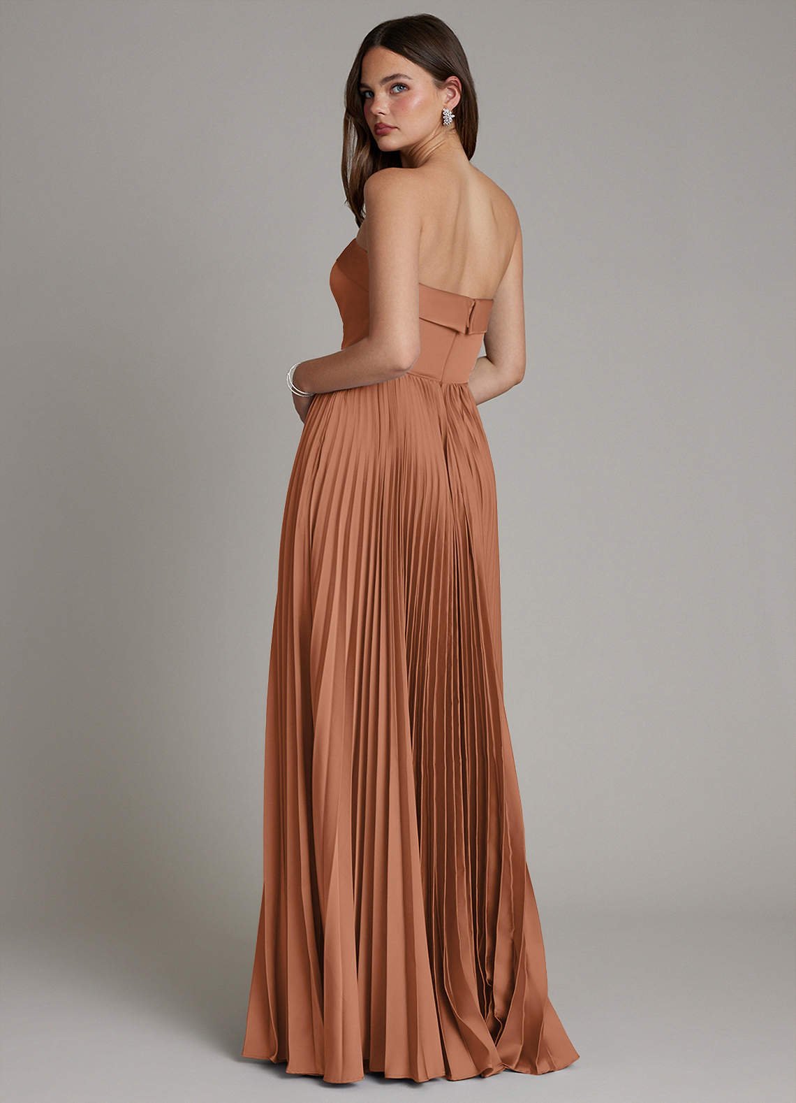 Mariana A-Line Straight-Neck Stretch Satin Bridesmaid Dress in Bronzer