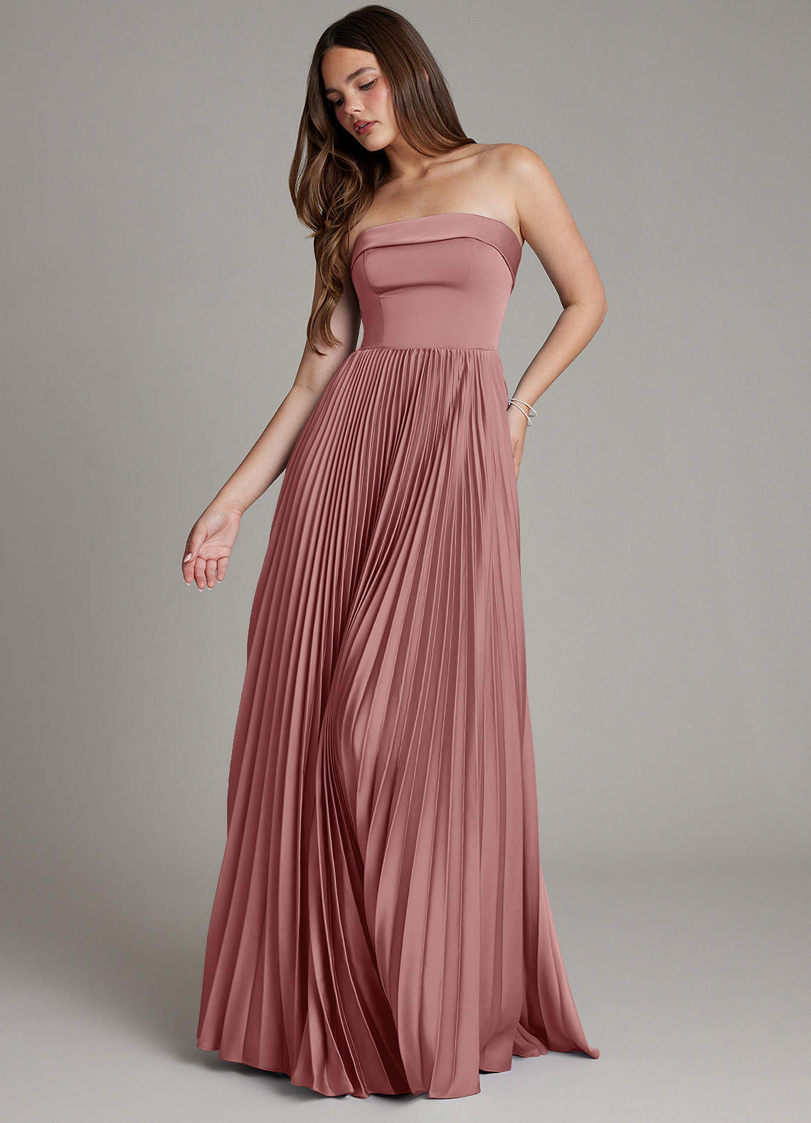 Mariana A-Line Straight-Neck Stretch Satin Bridesmaid Dress in dusty rose