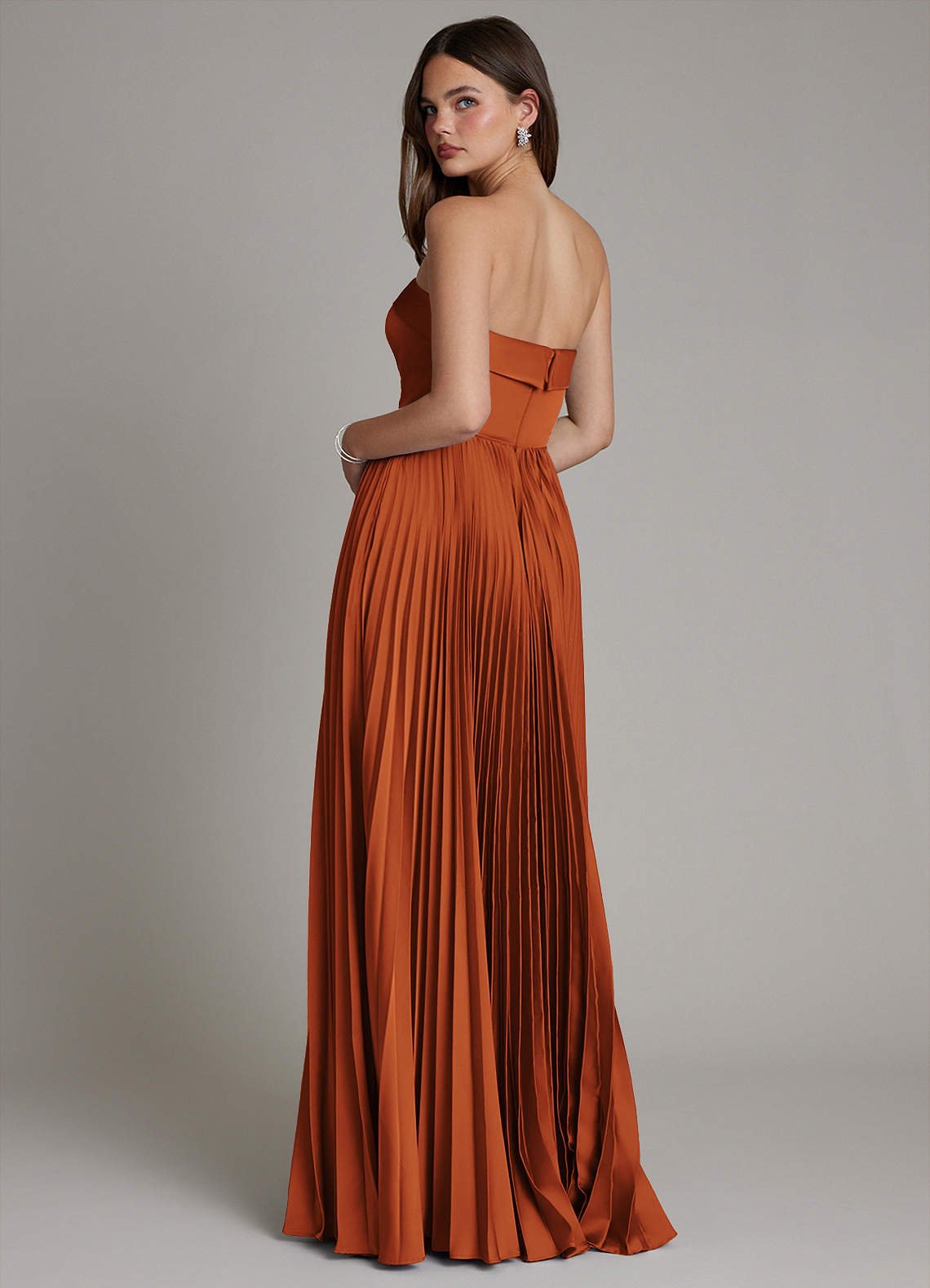 Mariana A-Line Straight-Neck Stretch Satin Bridesmaid Dress in Cinnamon
