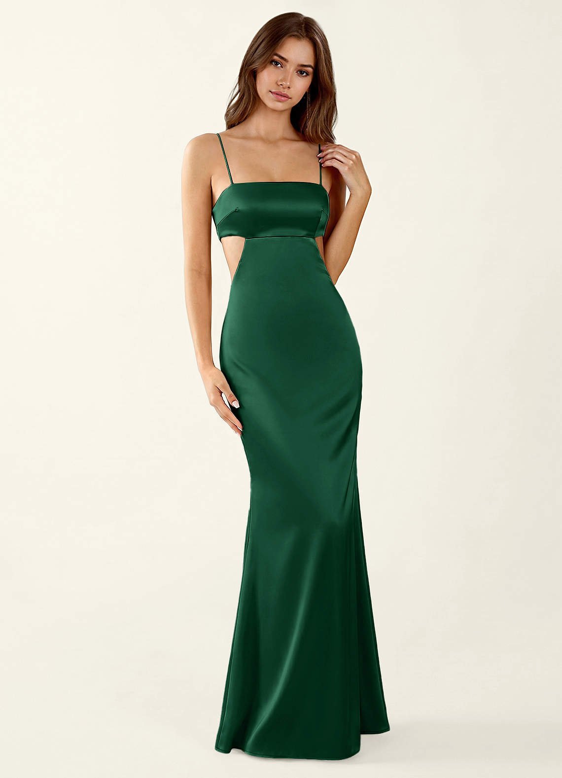 Mariannella Mermaid Open-Back Satin Prom Dress in Haze Pink