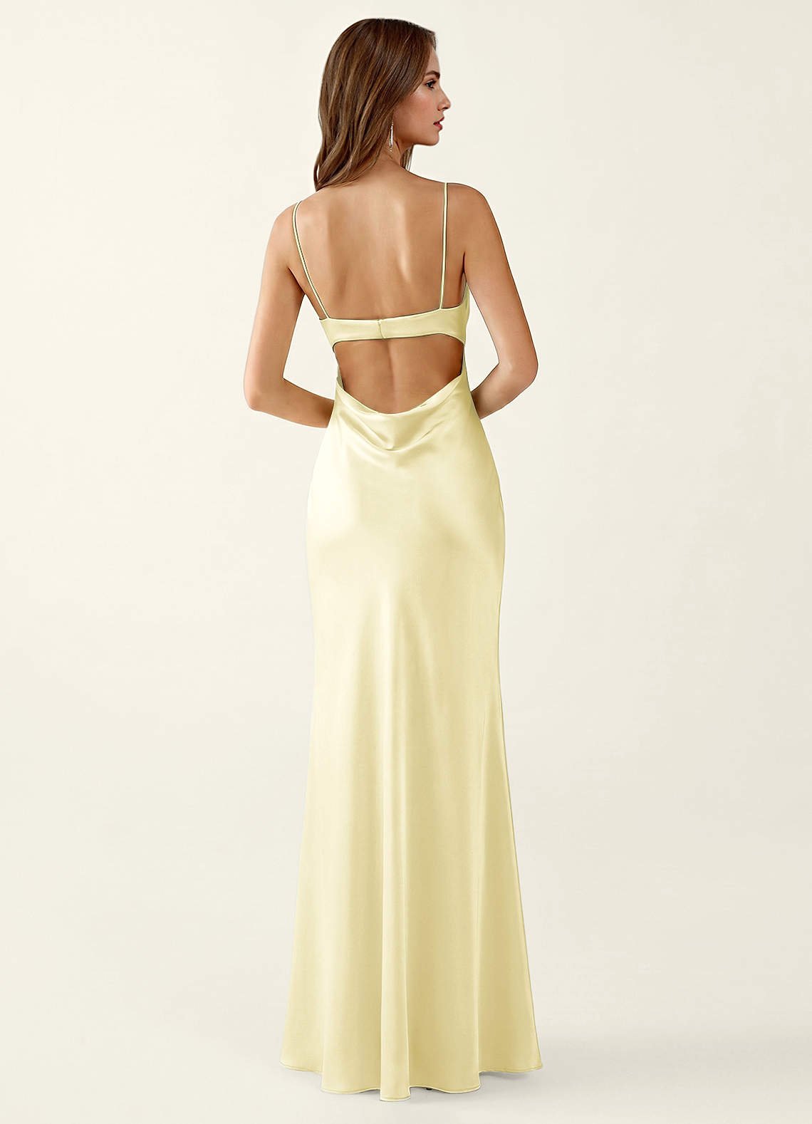 Mariannella Mermaid Open-Back Satin Prom Dress in Lemon Sorbet
