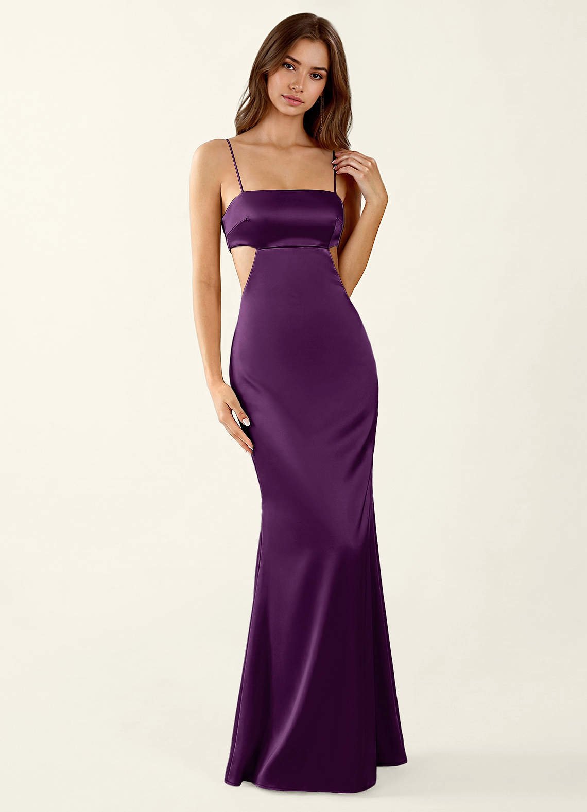 Mariannella Mermaid Open-Back Satin Prom Dress in Haze Pink