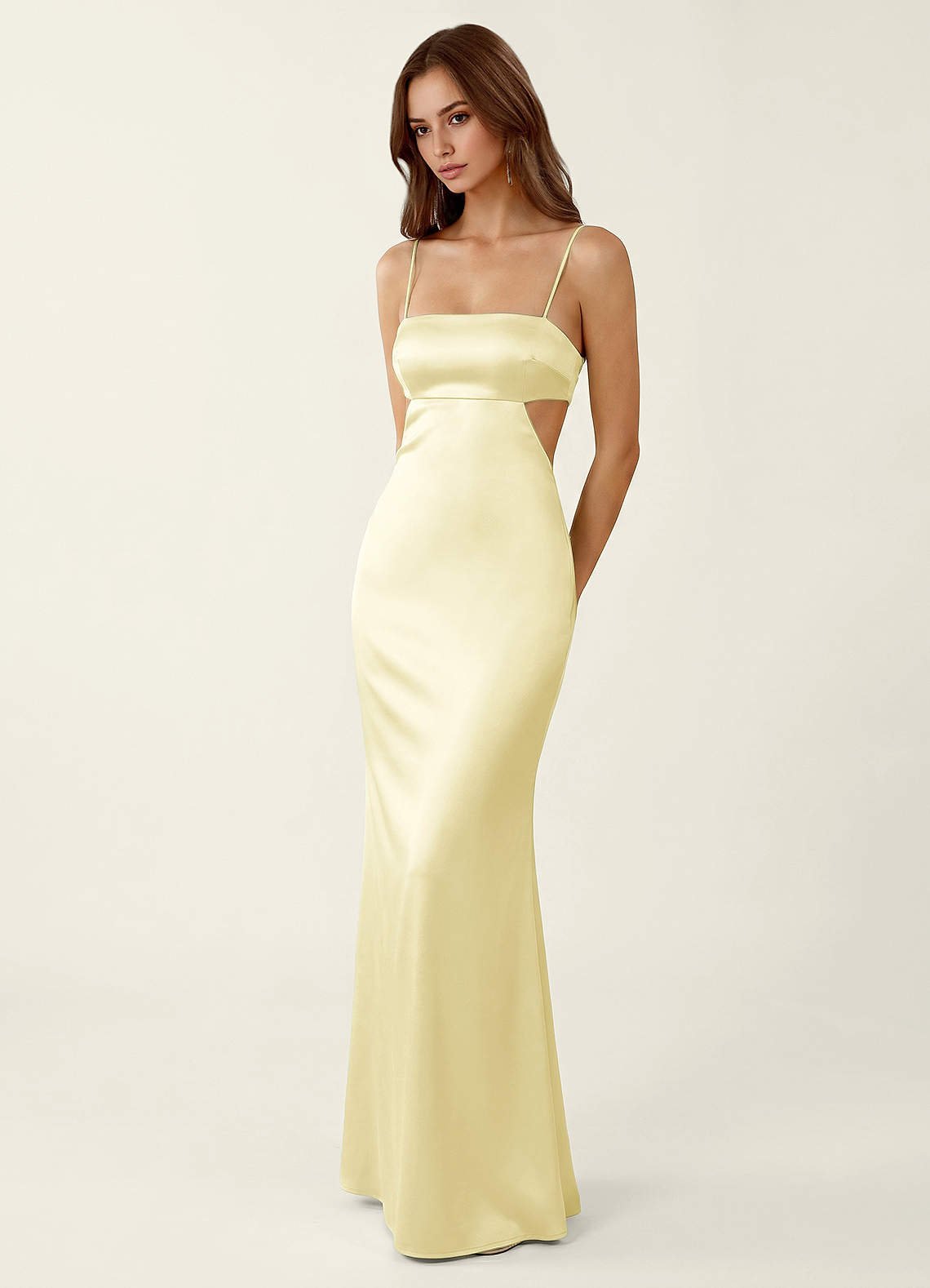 Mariannella Mermaid Open-Back Satin Prom Dress in Lemon Sorbet