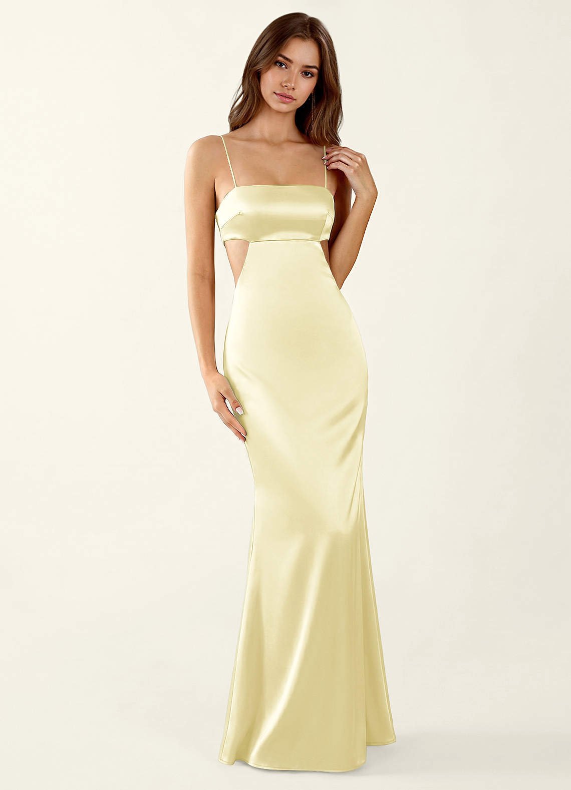 Mariannella Mermaid Open-Back Satin Prom Dress in Haze Pink