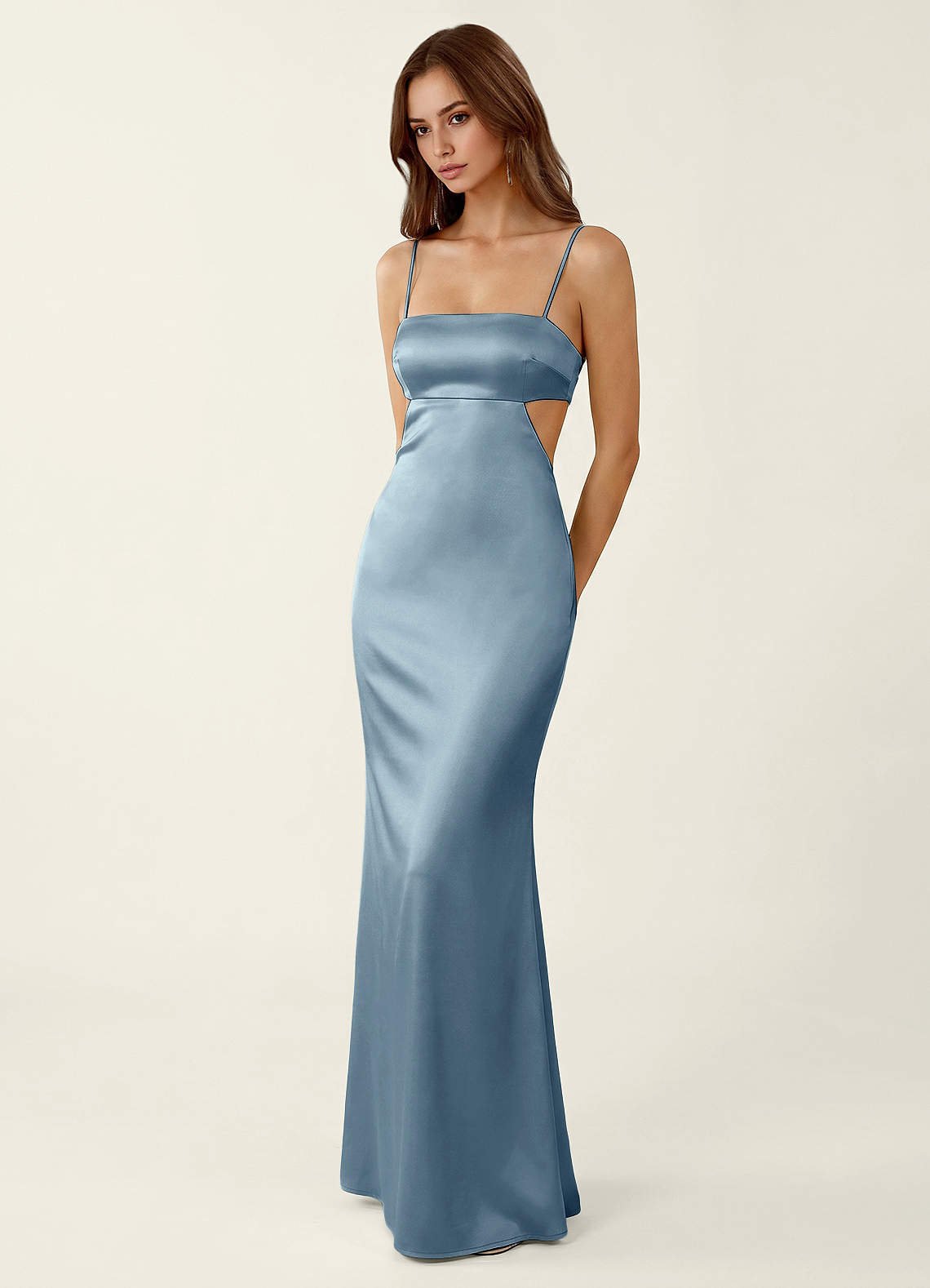 Mariannella Mermaid Open-Back Satin Prom Dress in Powder Blue
