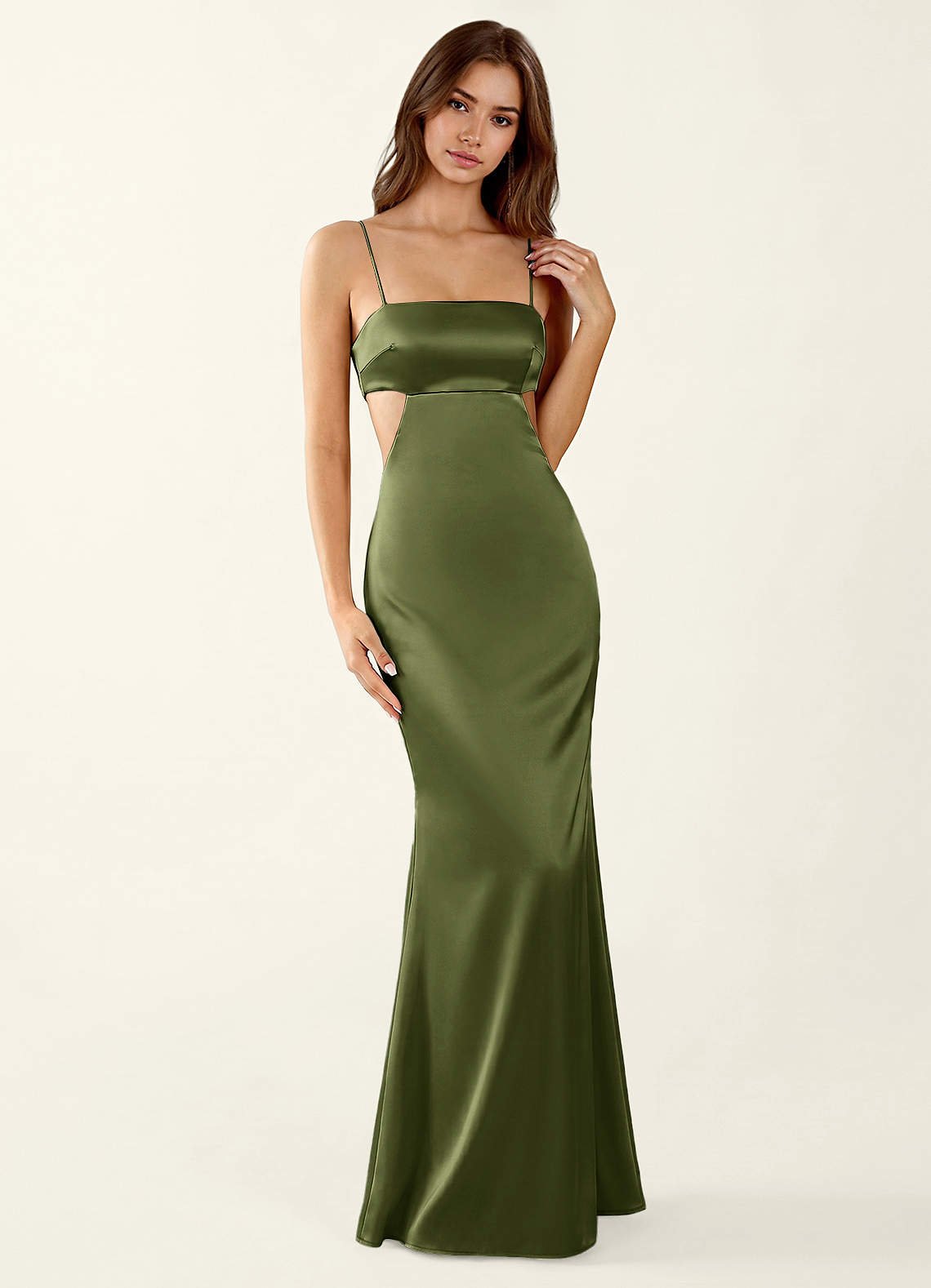 Mariannella Mermaid Open-Back Satin Prom Dress in Haze Pink
