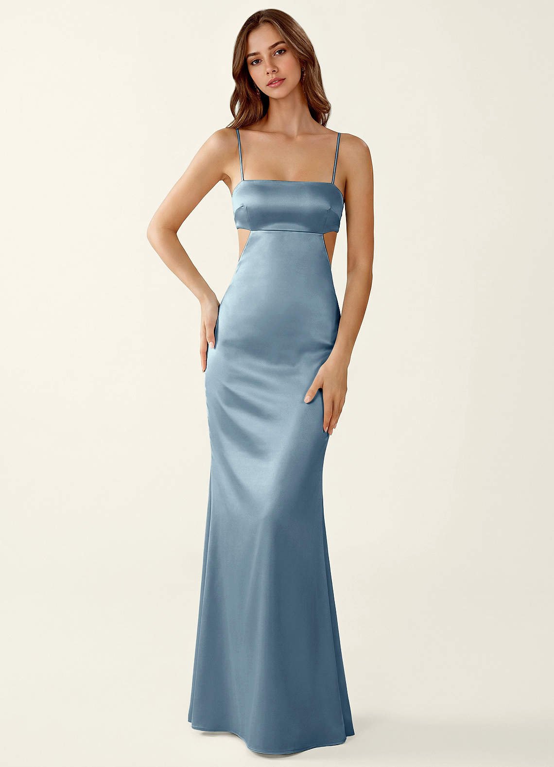 Mariannella Mermaid Open-Back Satin Prom Dress in Powder Blue