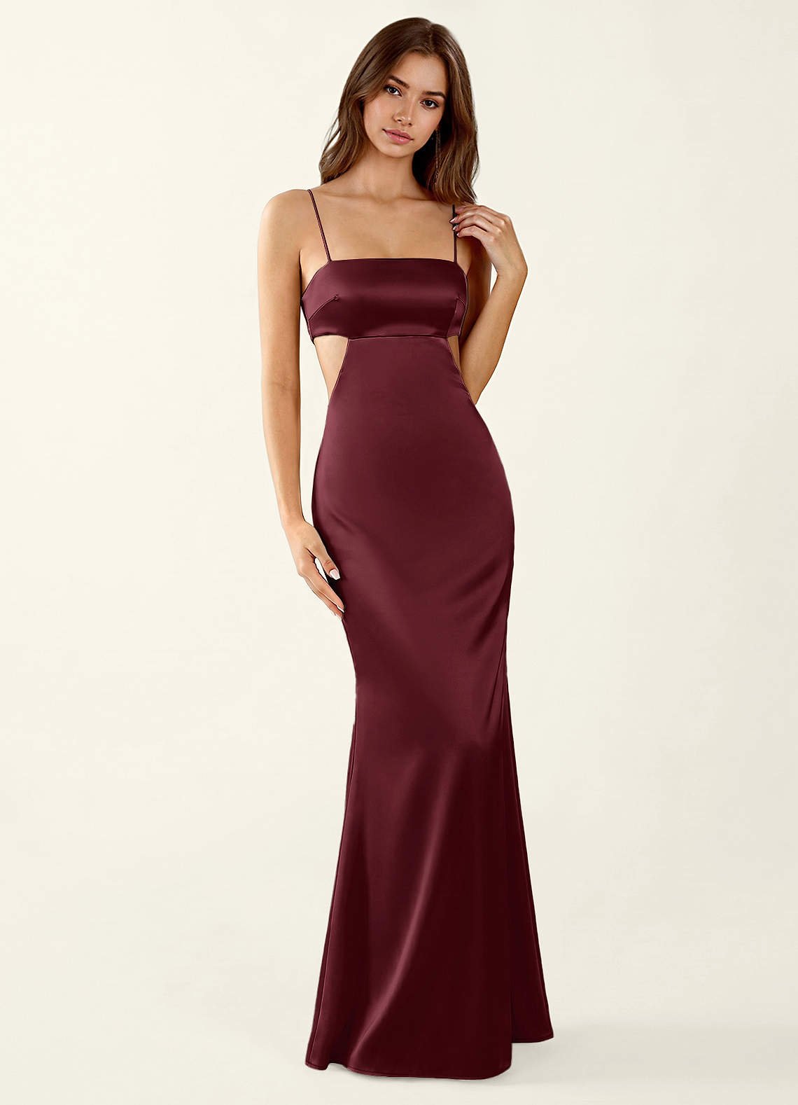 Mariannella Mermaid Open-Back Satin Prom Dress in Haze Pink