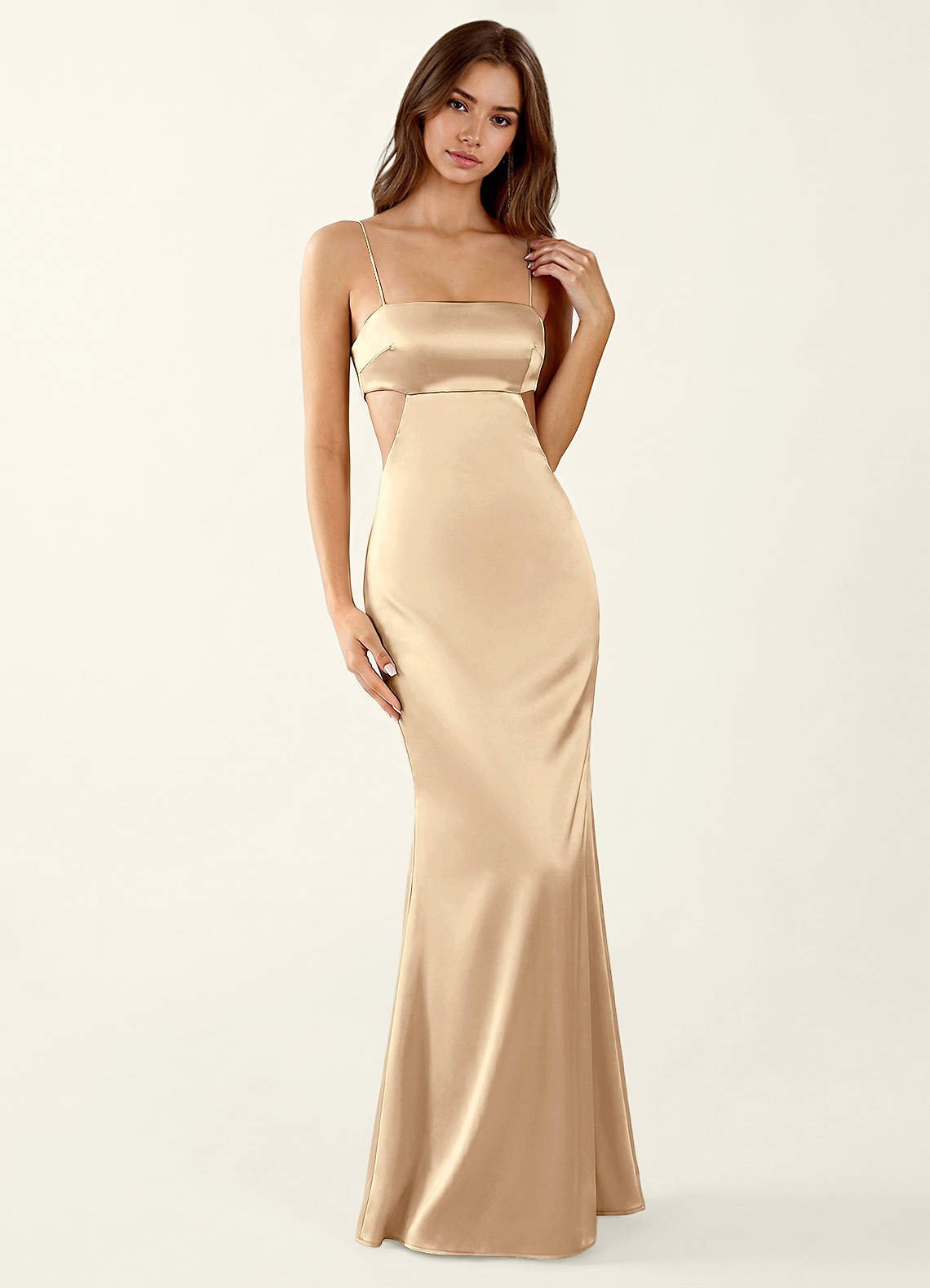 Mariannella Mermaid Open-Back Satin Prom Dress in Haze Pink