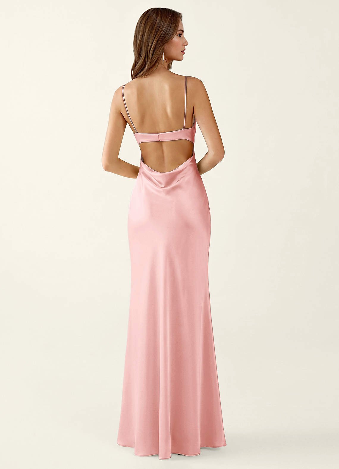 Mariannella Mermaid Open-Back Satin Prom Dress in Haze Pink