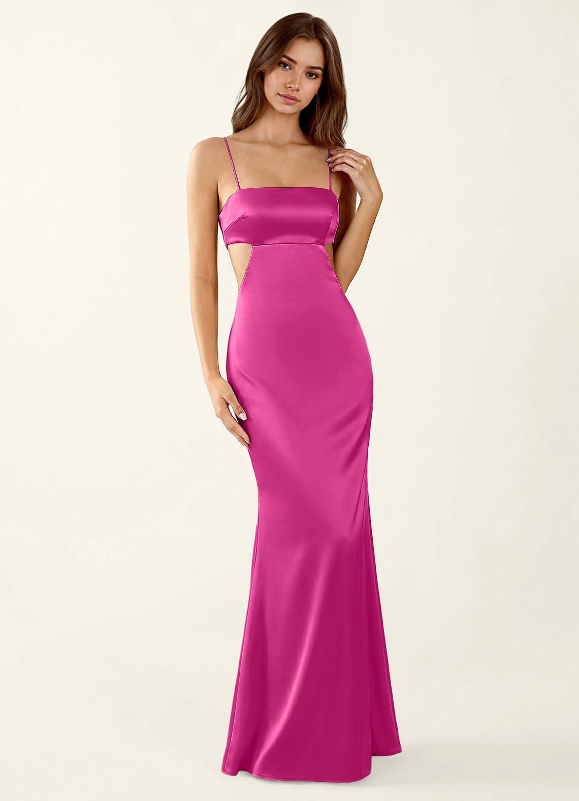 Mariannella Mermaid Open-Back Satin Prom Dress in Haze Pink