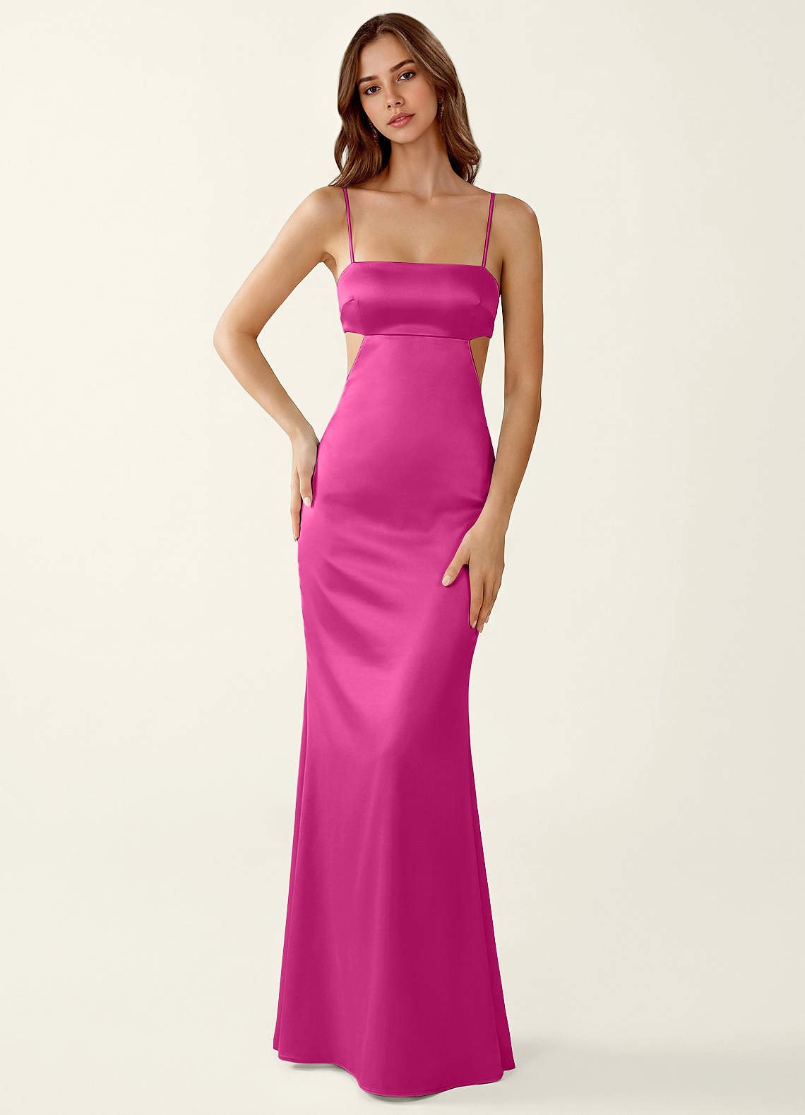 Mariannella Mermaid Open-Back Satin Prom Dress in Hot Pink