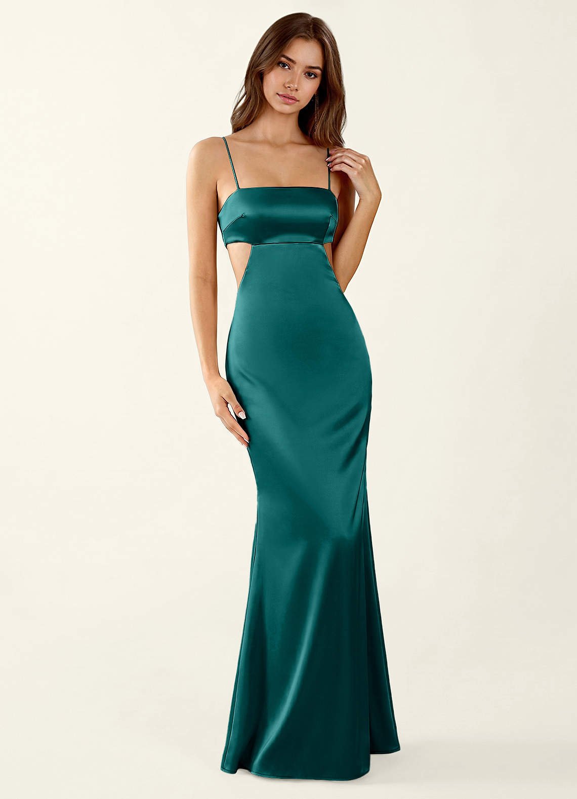 Mariannella Mermaid Open-Back Satin Prom Dress in Haze Pink
