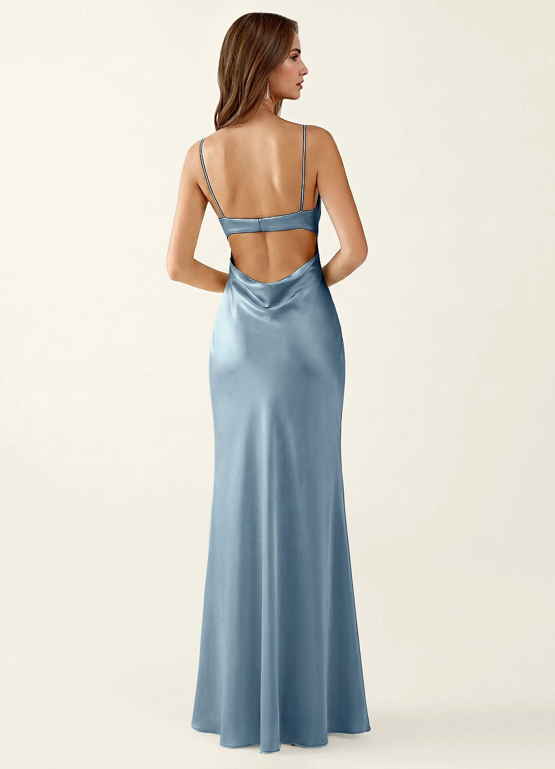Mariannella Mermaid Open-Back Satin Prom Dress in Powder Blue
