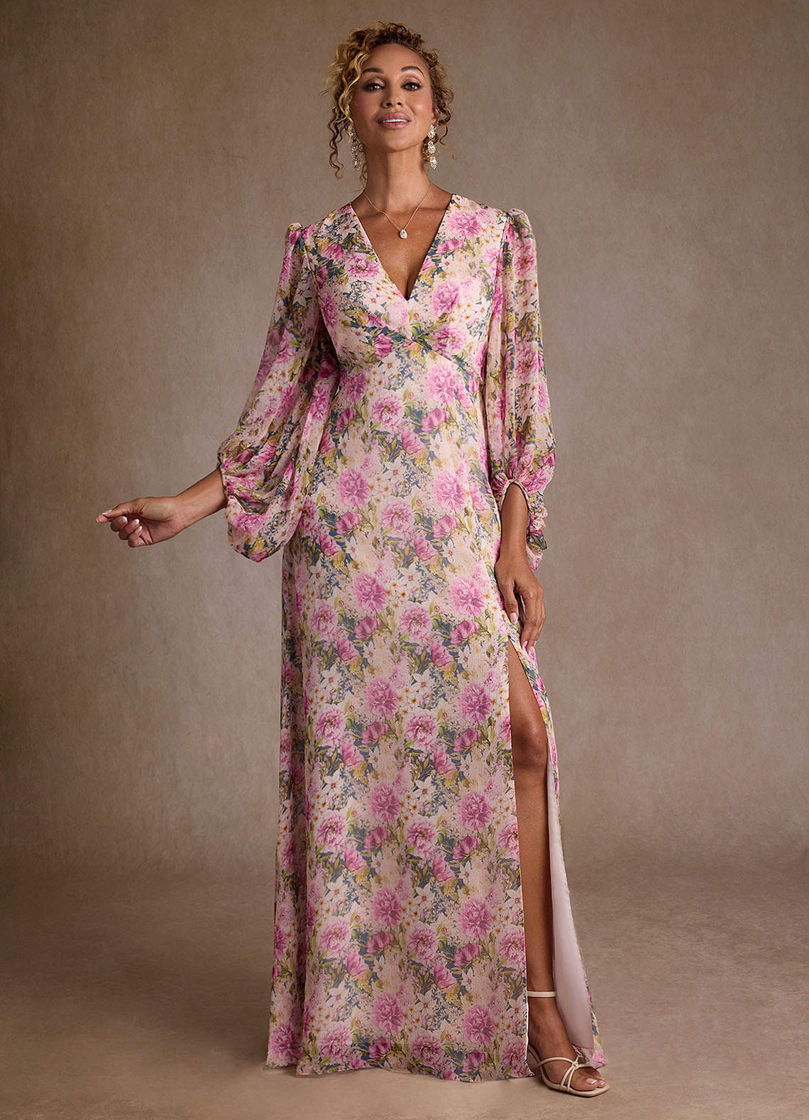 Marlo A-Line V-Neck Chiffon Mother of the Bride Dress