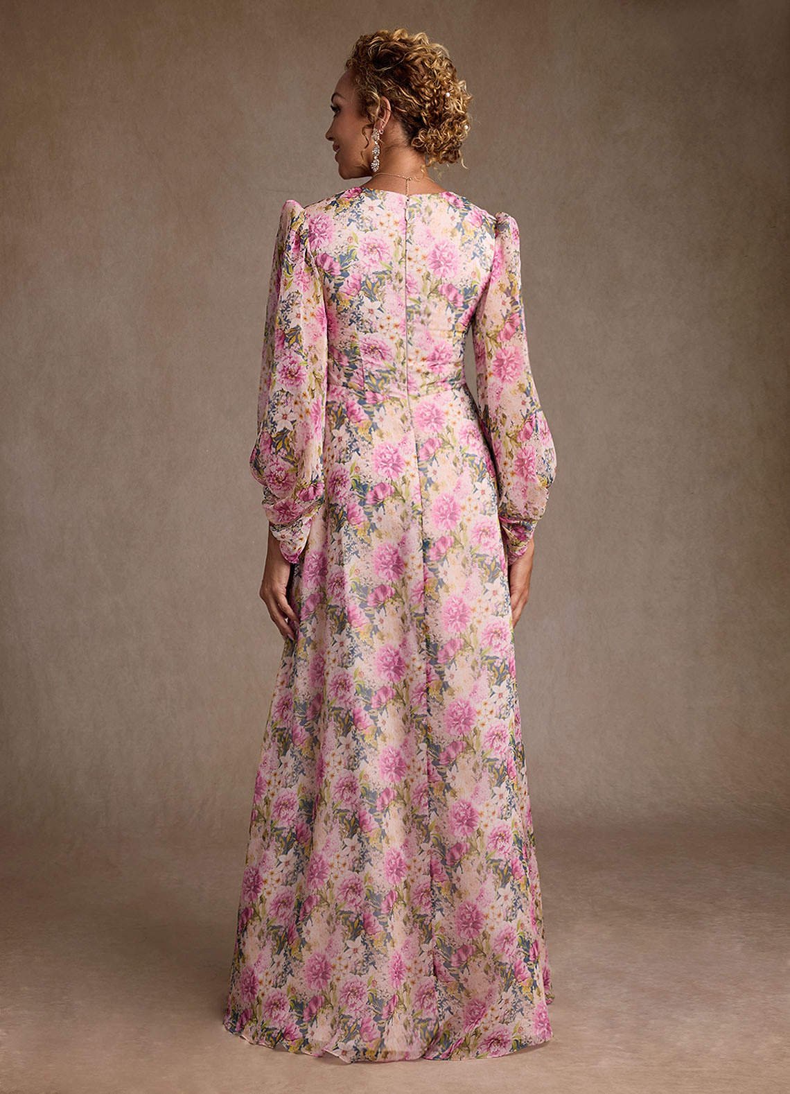 Marlo A-Line V-Neck Chiffon Mother of the Bride Dress in Lavender Floral