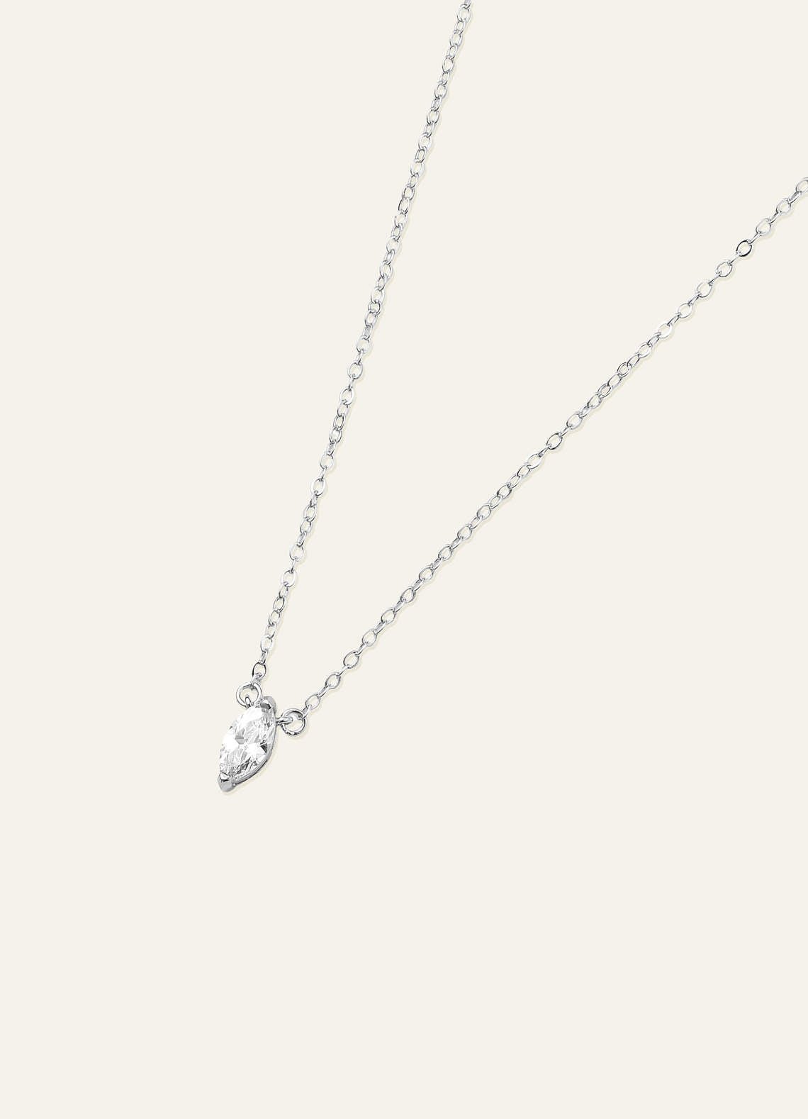 Marquise Zirconia Pendant Necklace — Silver — 图 6/10