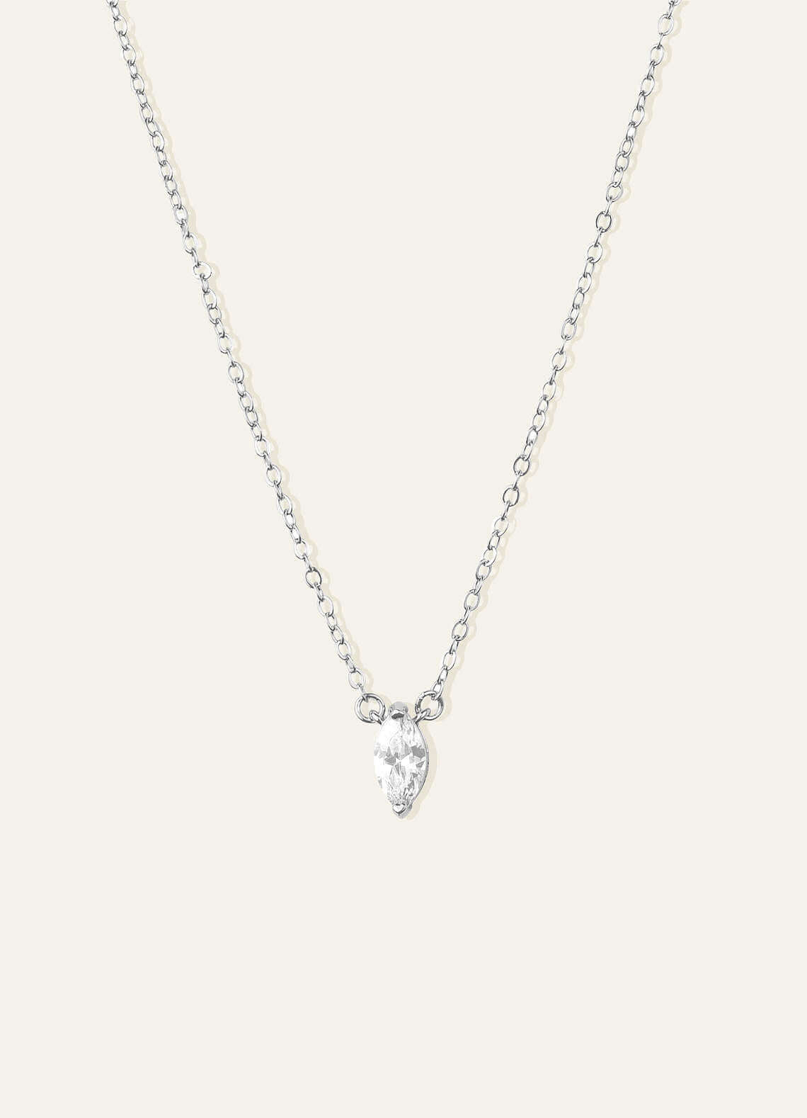 Marquise Zirconia Pendant Necklace — Silver — 图 2/10
