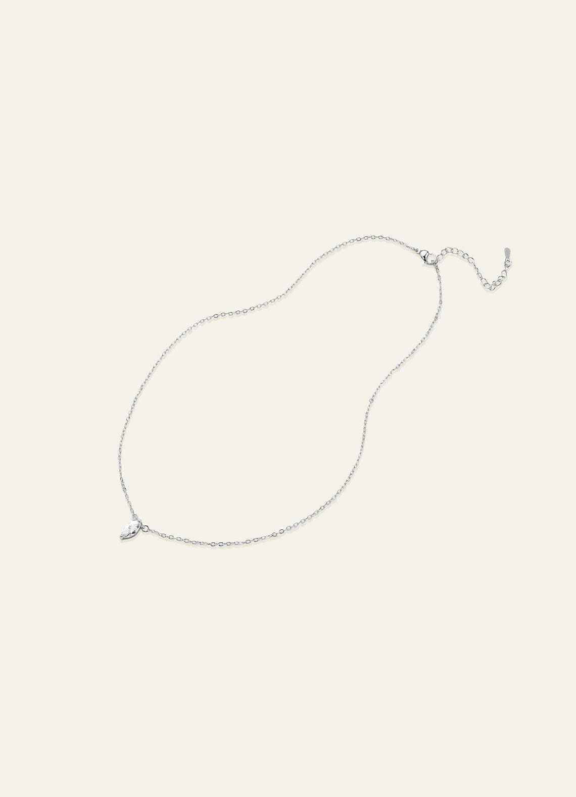 Marquise Zirconia Pendant Necklace — Silver — 图 10/10