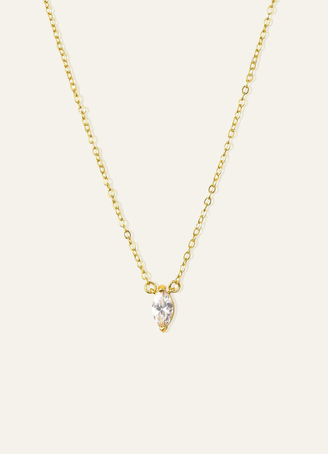 Marquise Zirconia Pendant Necklace — Gold — 图 1/10