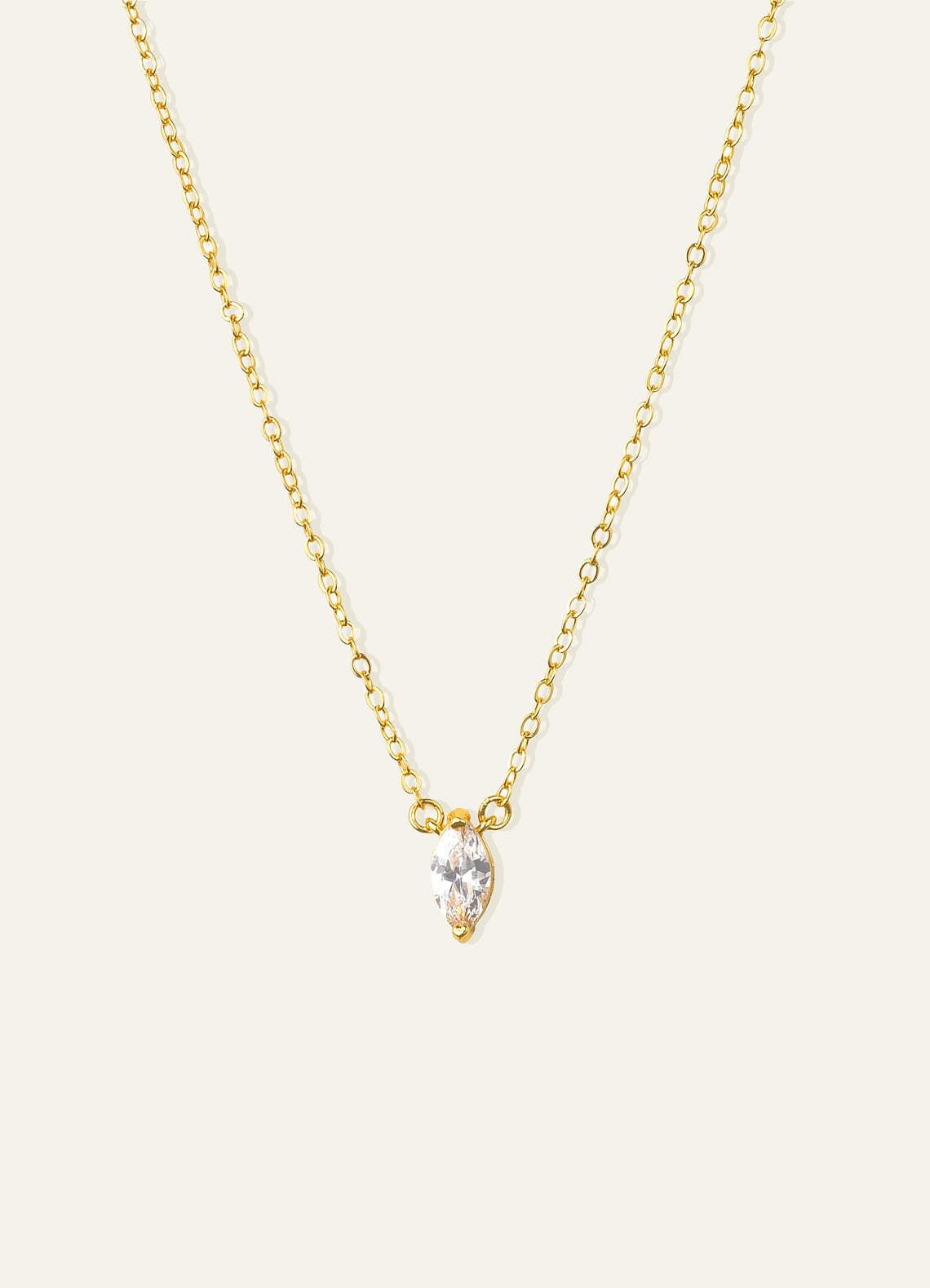Marquise Zirconia Pendant Necklace — Gold — 图 1/10
