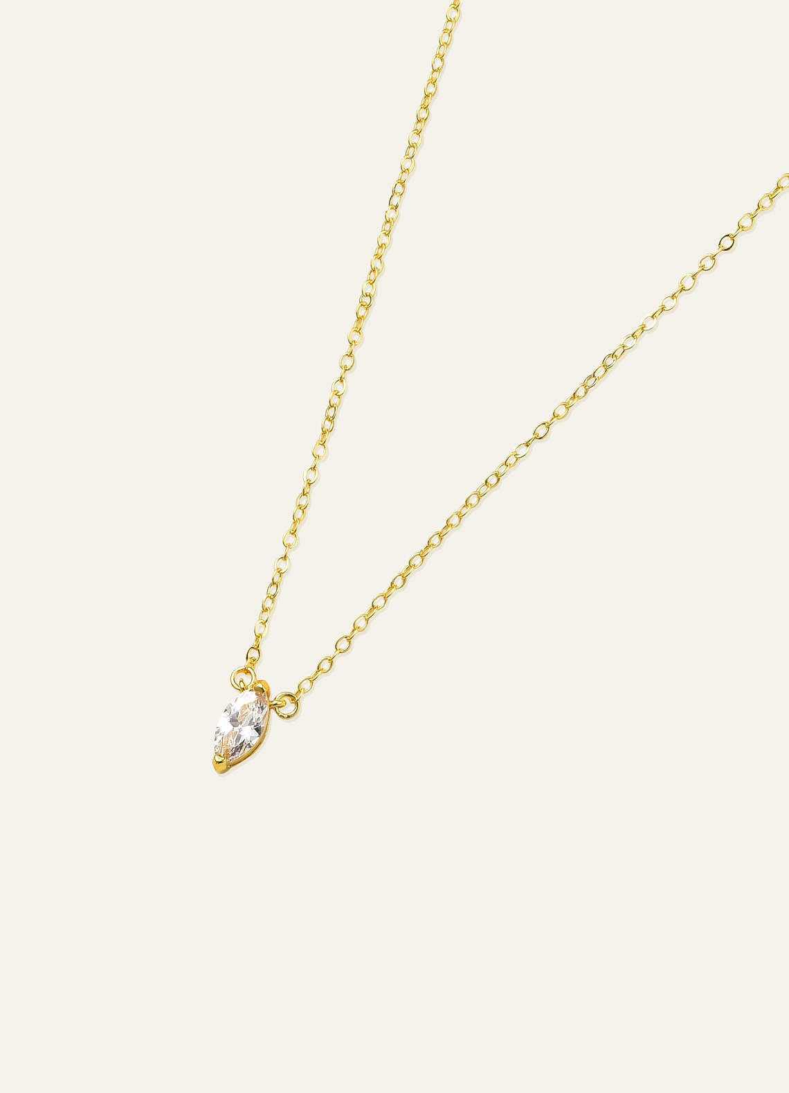 Marquise Zirconia Pendant Necklace — Gold — 图 5/10