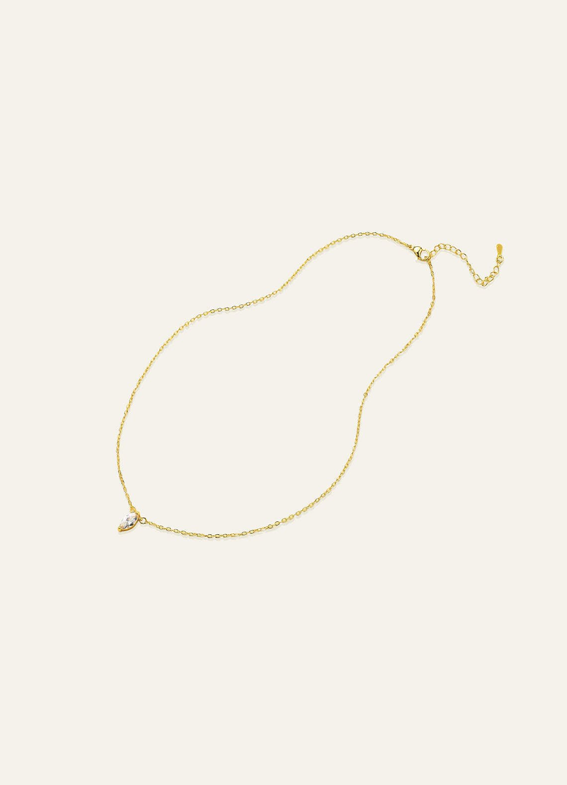 Marquise Zirconia Pendant Necklace — Gold — 图 9/10